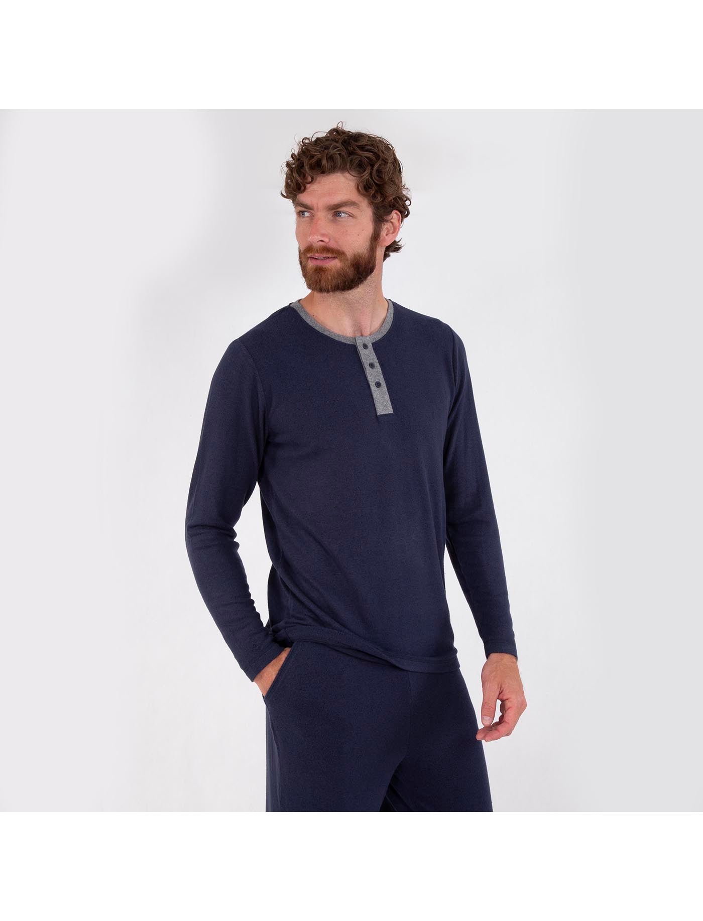 isotoner-t-shirt-manches-longues-homme-marine-ecovero image 6