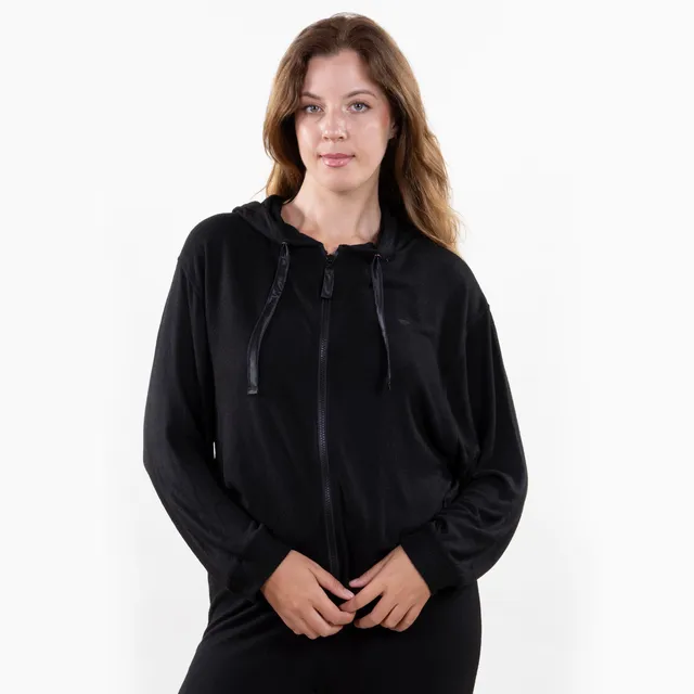 isotoner-sweat-shirt-capuche-femme-noir-viscose-ecovero image 1