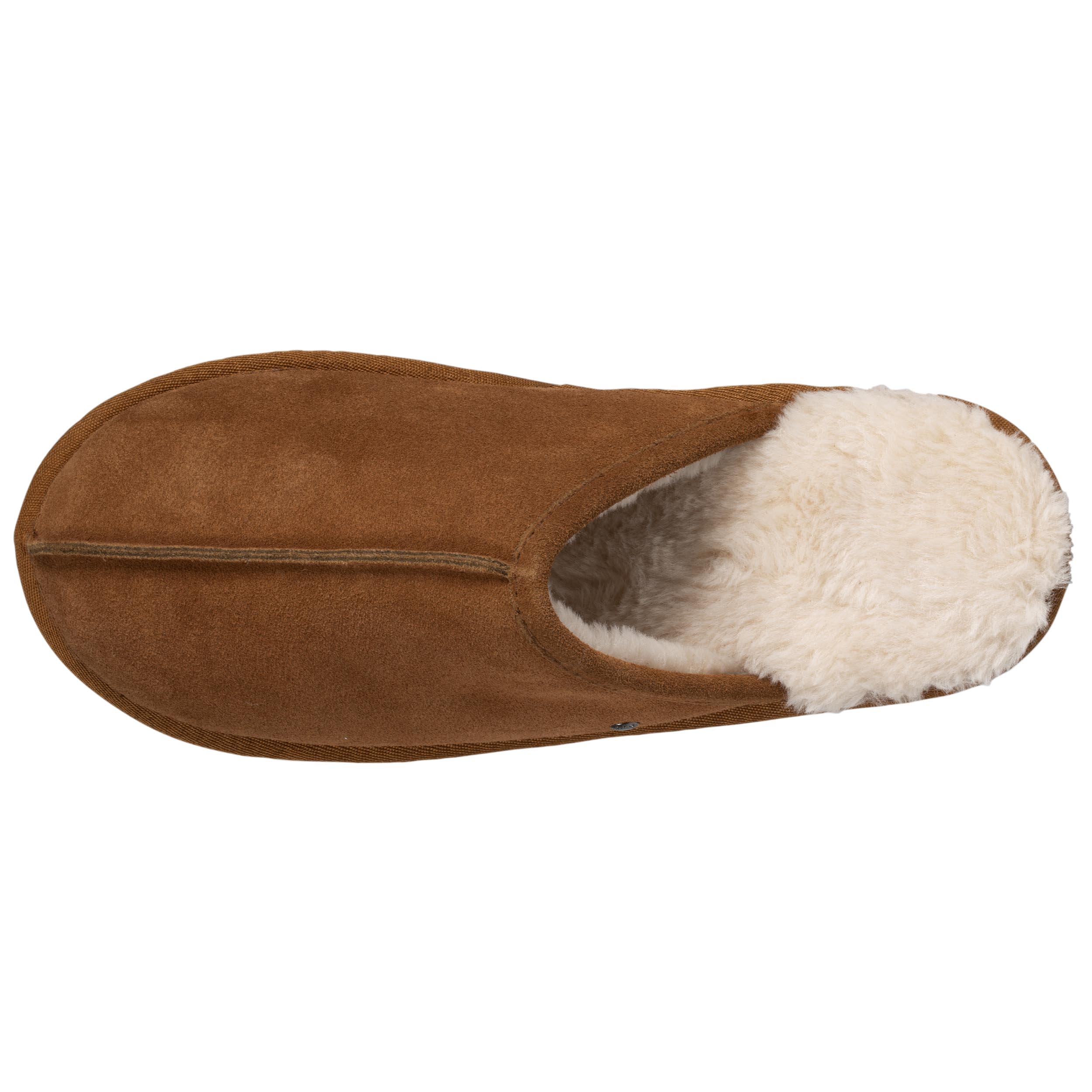 isotoner-chaussons-mules-homme-cuir-camel-fourr-es image 3
