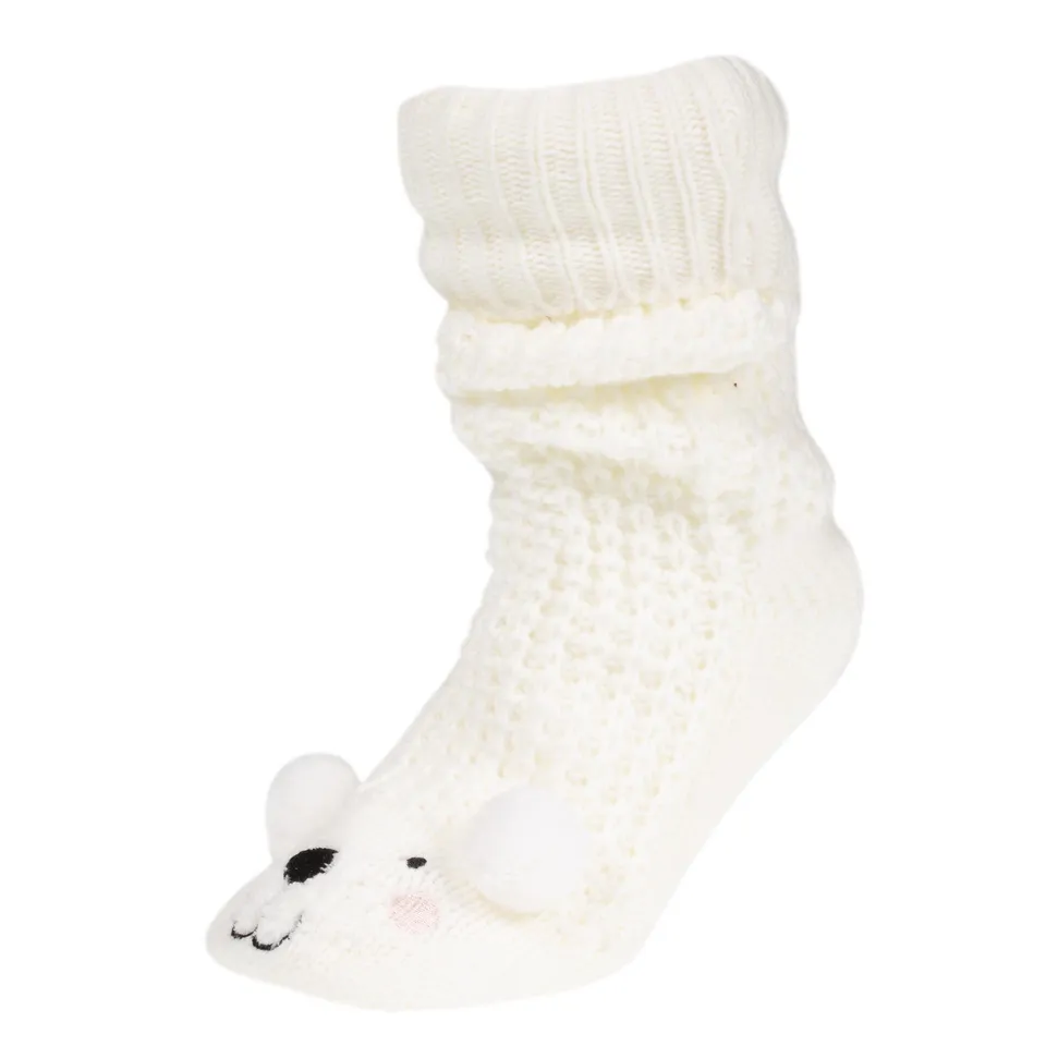 isotoner-chaussettes-femme-ours-blanc-sherpa-antid-rapantes image 1