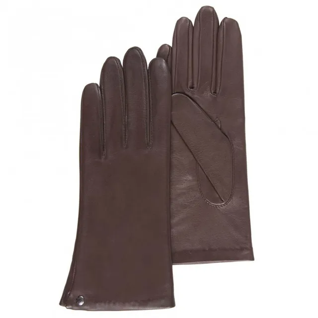 isotoner-gants-femme-cuir-doubl-soie-marron image 1