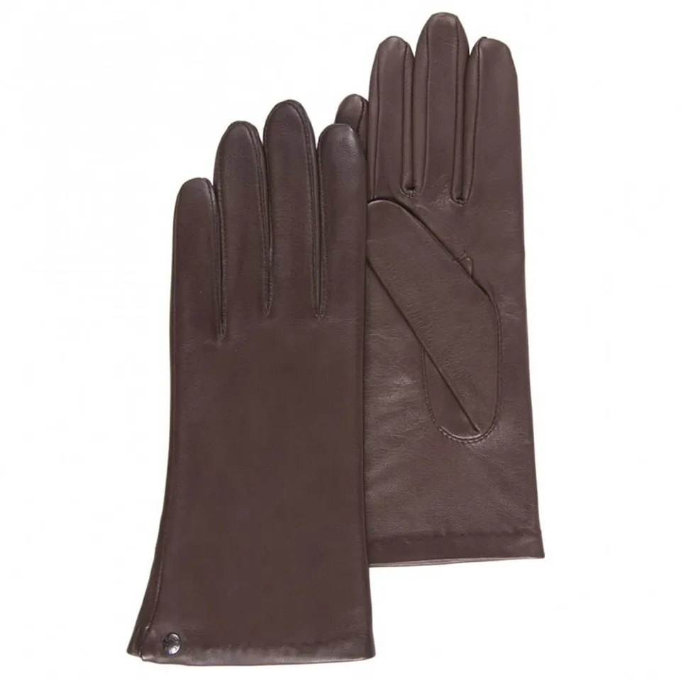 isotoner-gants-femme-cuir-doubl-soie-marron image 1