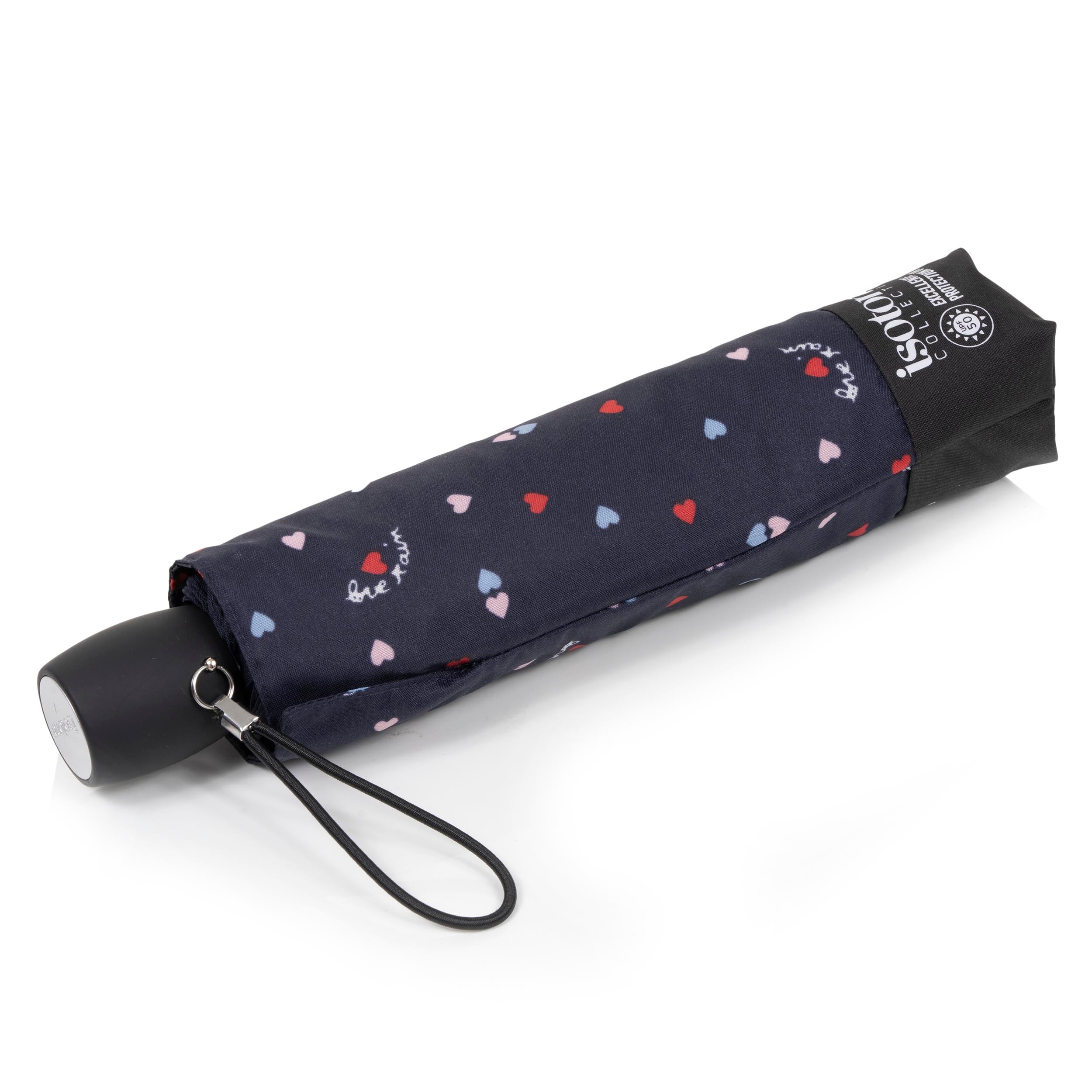 isotoner-parapluie-ombrelle-c-urs-rouges-upf50 image 1