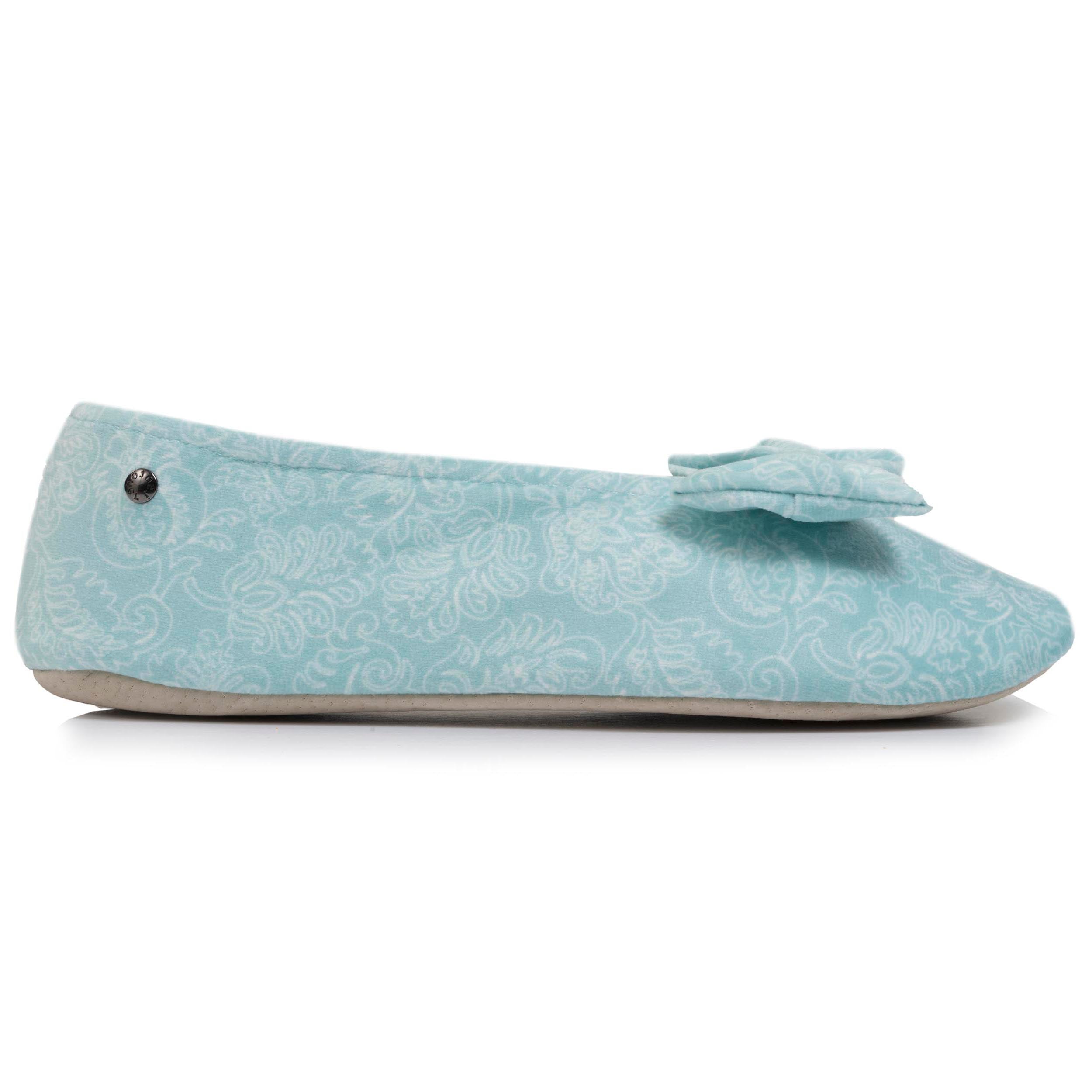 isotoner-chaussons-ballerines-grand-n-ud-femme-vert-eau image 8