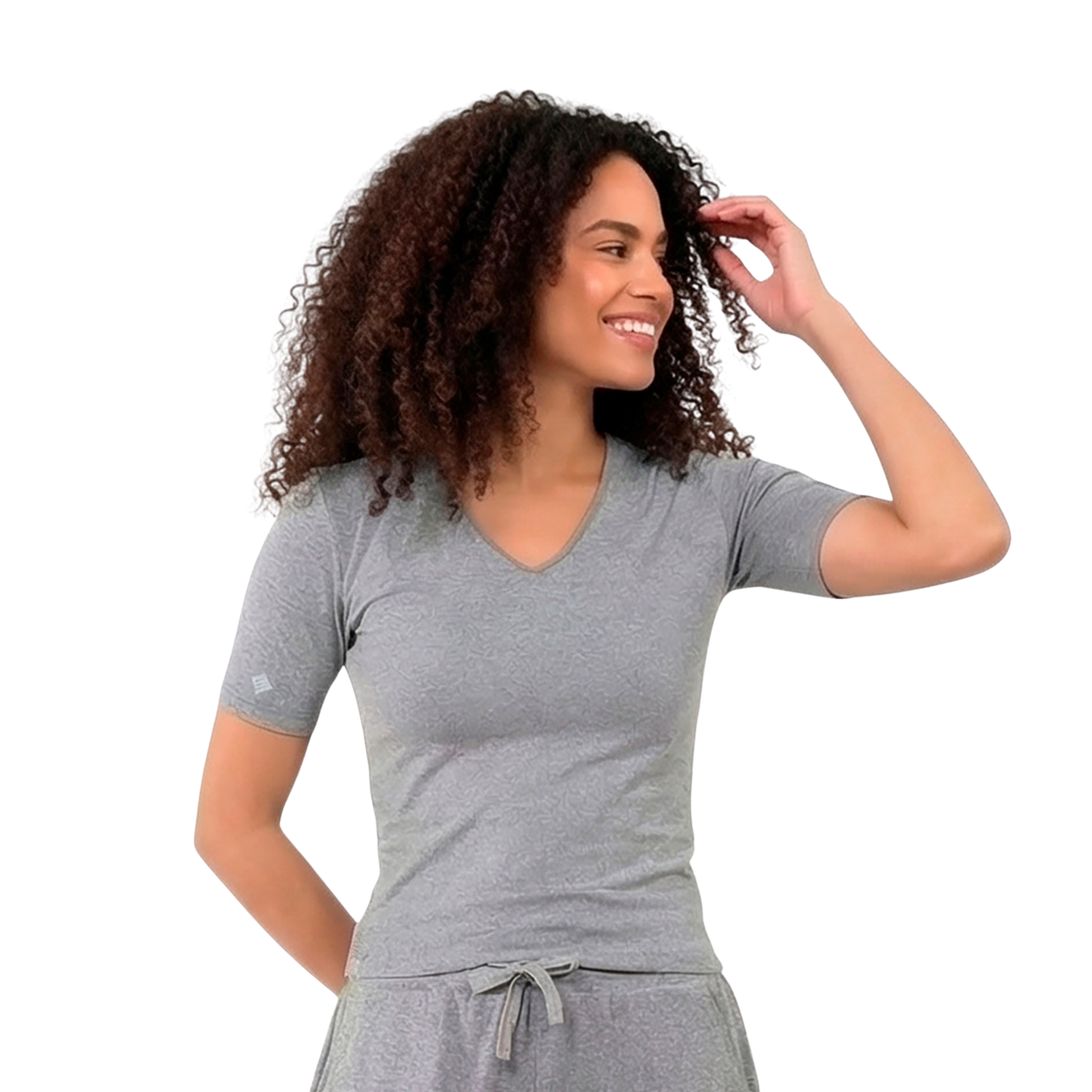 isotoner-t-shirt-manches-courtes-femme-gris-chin image 8