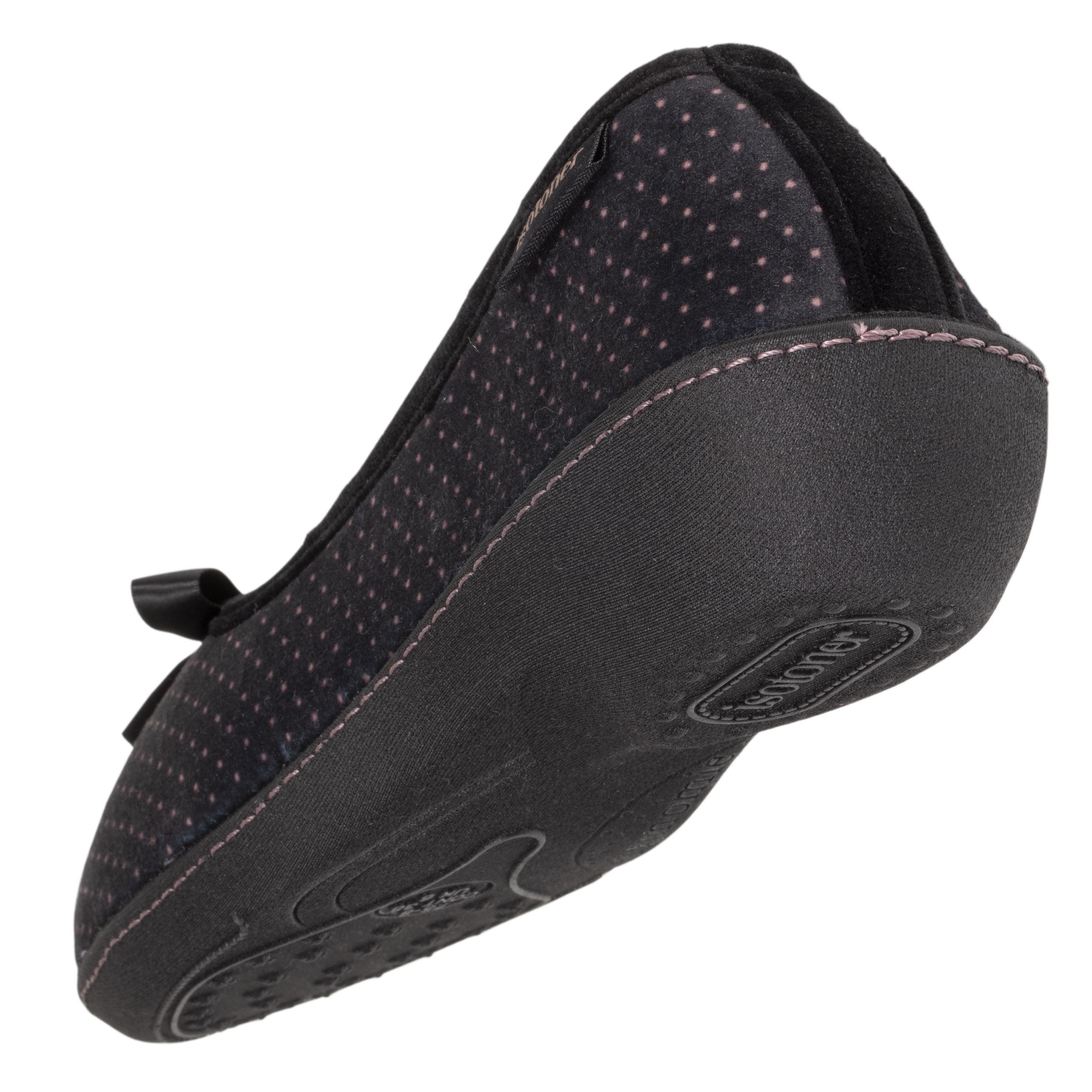 isotoner-chaussons-ballerines-talon-femme-noir-pois image 5