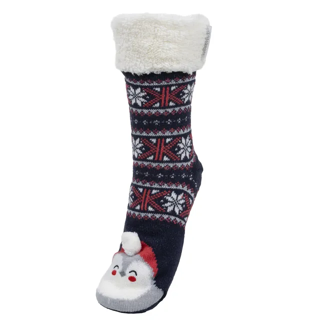isotoner-chaussettes-fourr-es-femme-no-l-pingouin-marine image 1