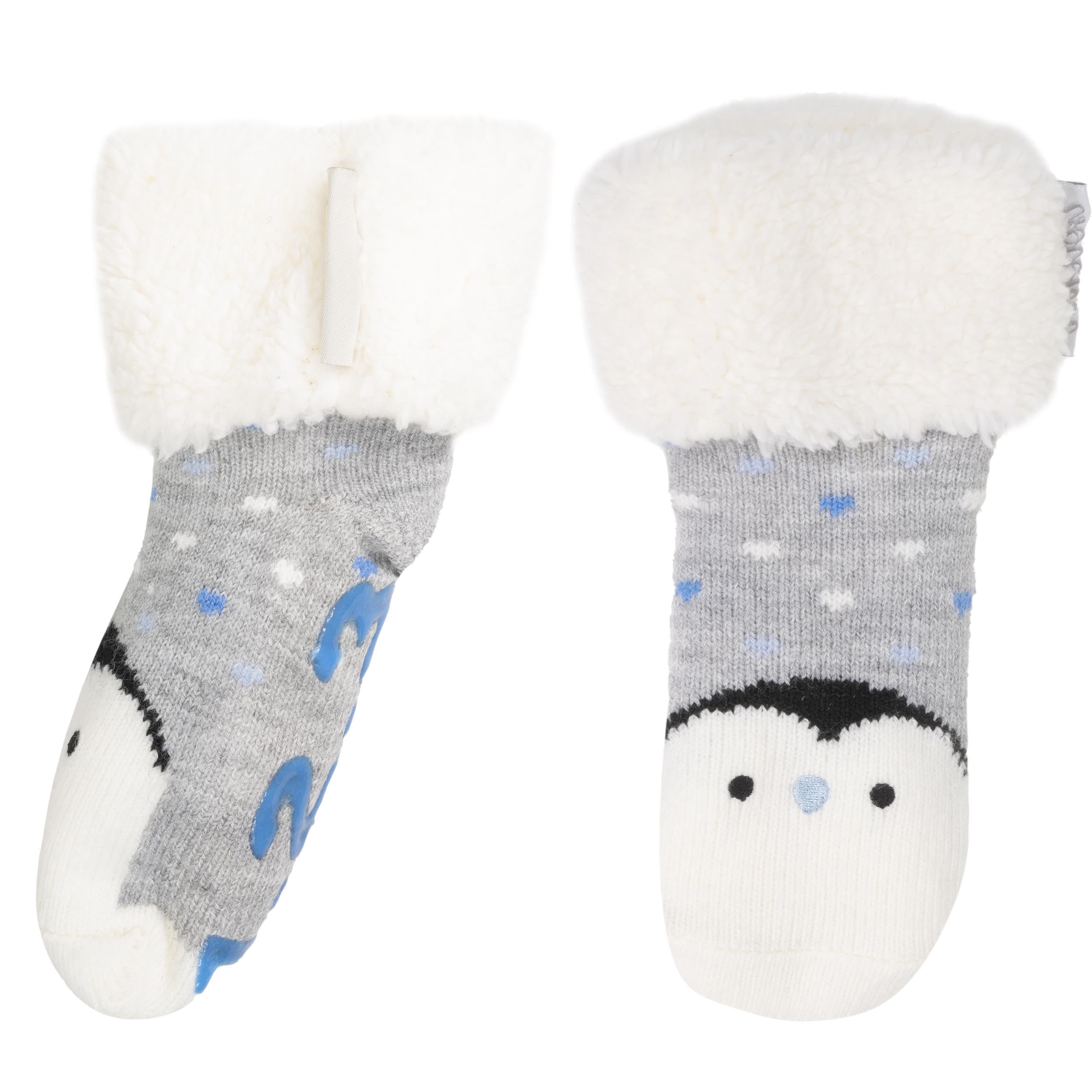 isotoner-chaussettes-fourr-es-enfant-gris-chin-pingouin-antid-rapantes image 2