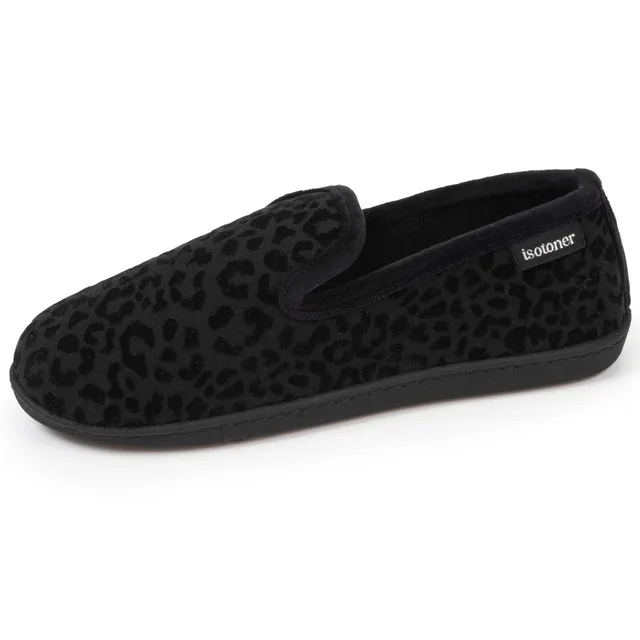isotoner-chaussons-charentaises-femme-noir-l-opard image 1