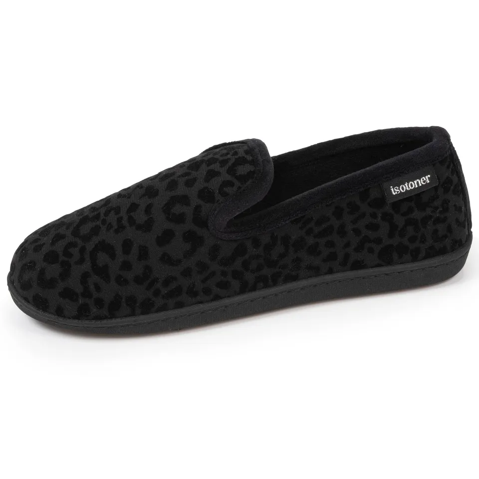 isotoner-chaussons-charentaises-femme-noir-l-opard image 1