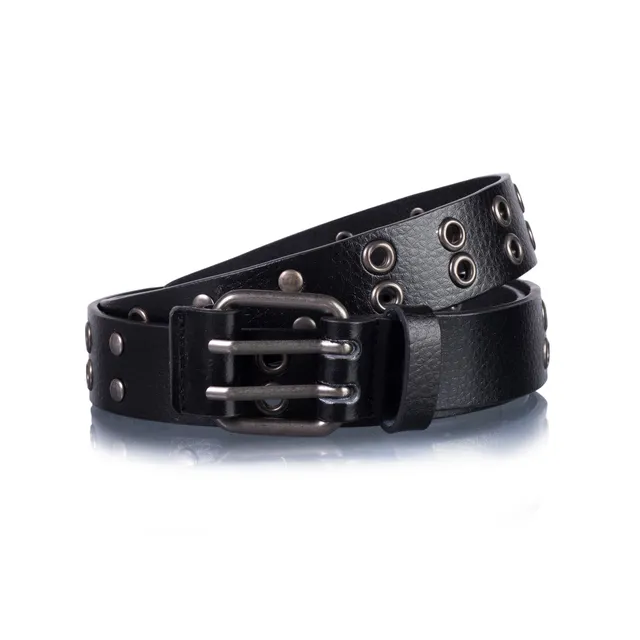 isotoner-ceinture-femme-grain-e-noir-illets image 1
