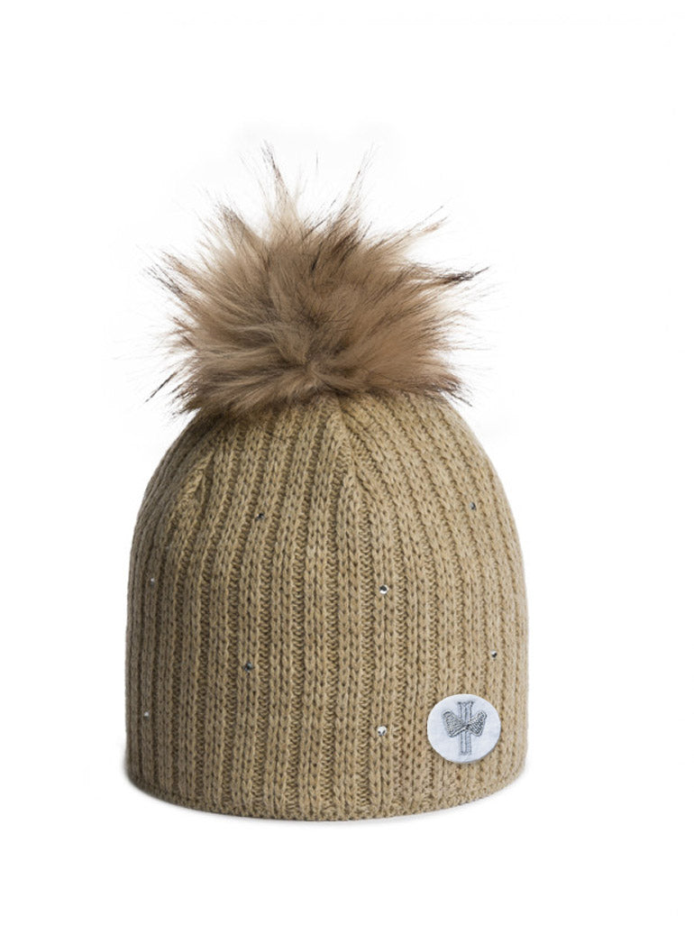 bonnet-pipolaki-merry-femme-laine-beige-blanc-gris-pompon image 2