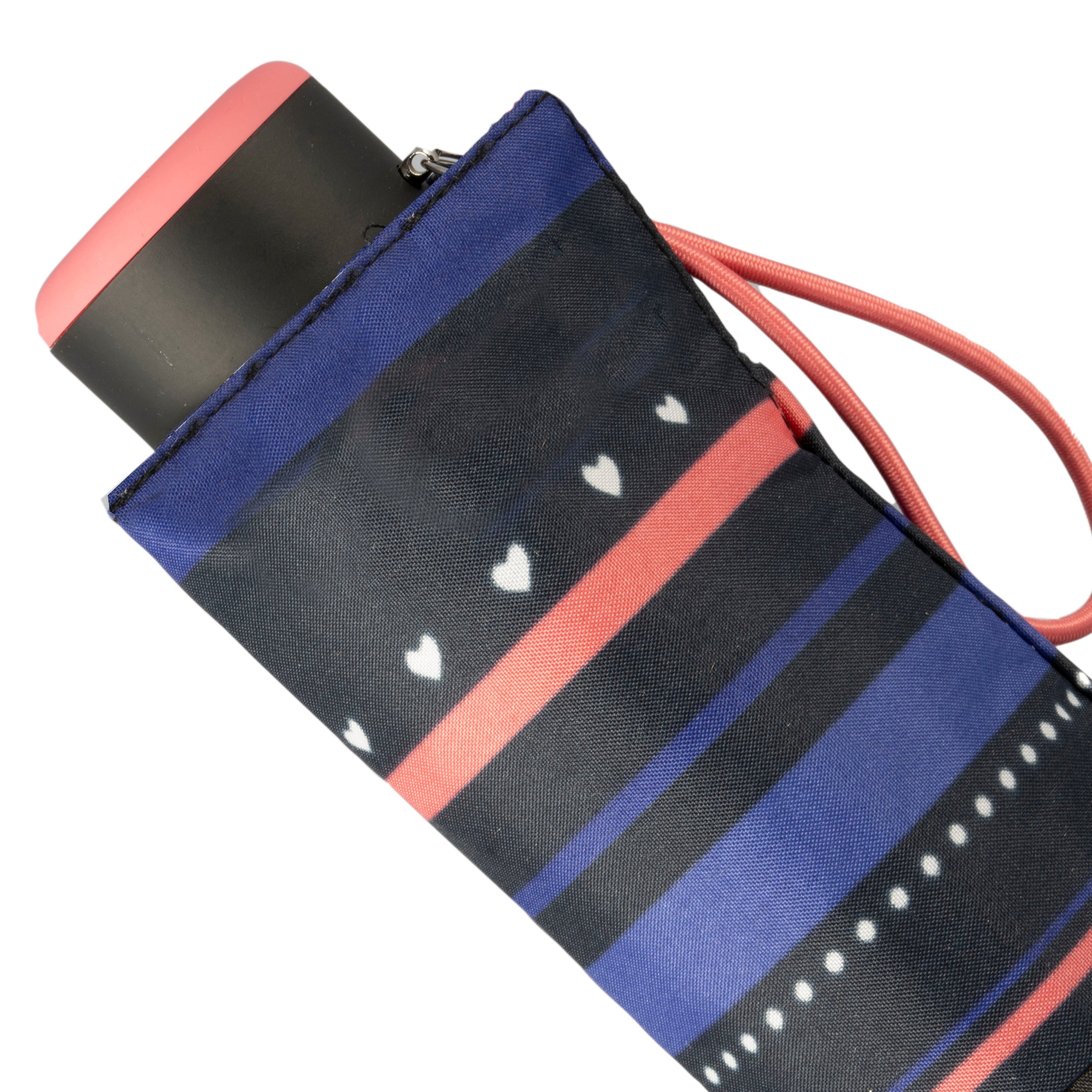 isotoner-parapluie-mini-slim-rayure-petit-c-ur-marine image 5