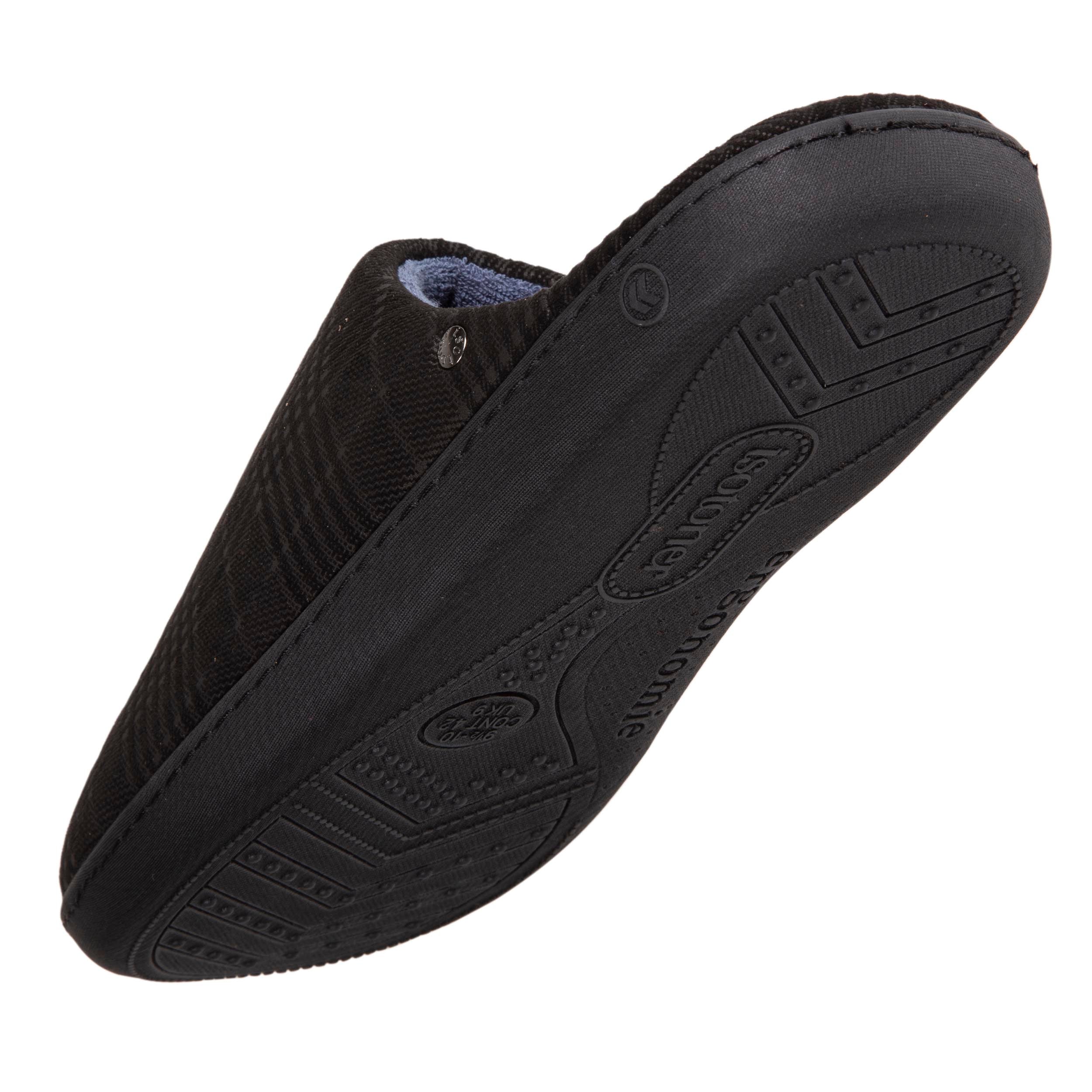 isotoner-chaussons-mules-homme-noir-tartan-ergonomique image 5