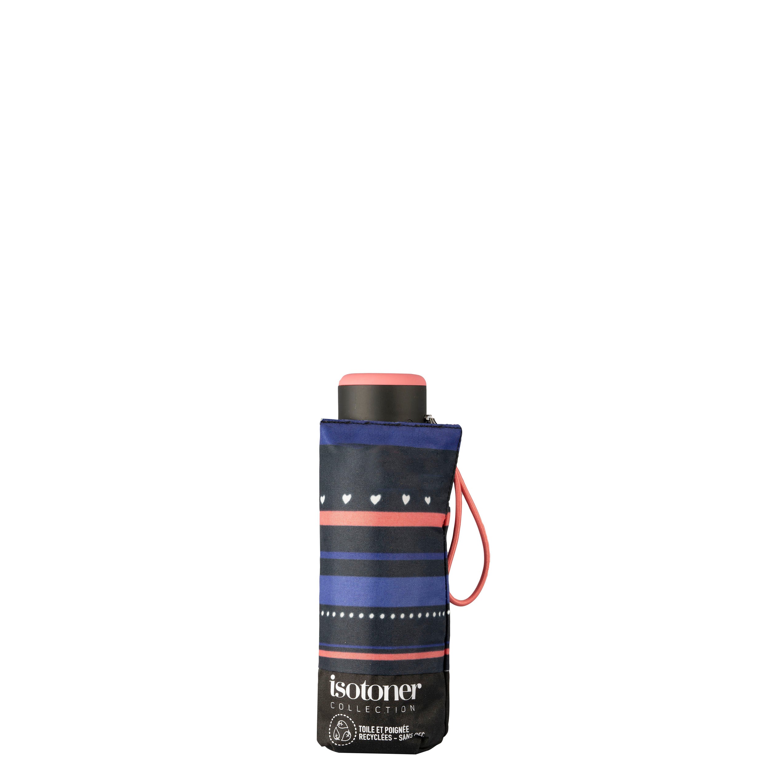 isotoner-parapluie-mini-slim-rayure-petit-c-ur-marine image 4