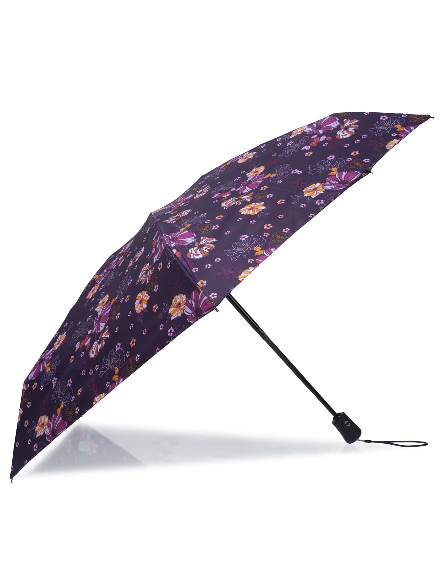 isotoner-parapluie-mini-auto-fleurs-aubergine image 7