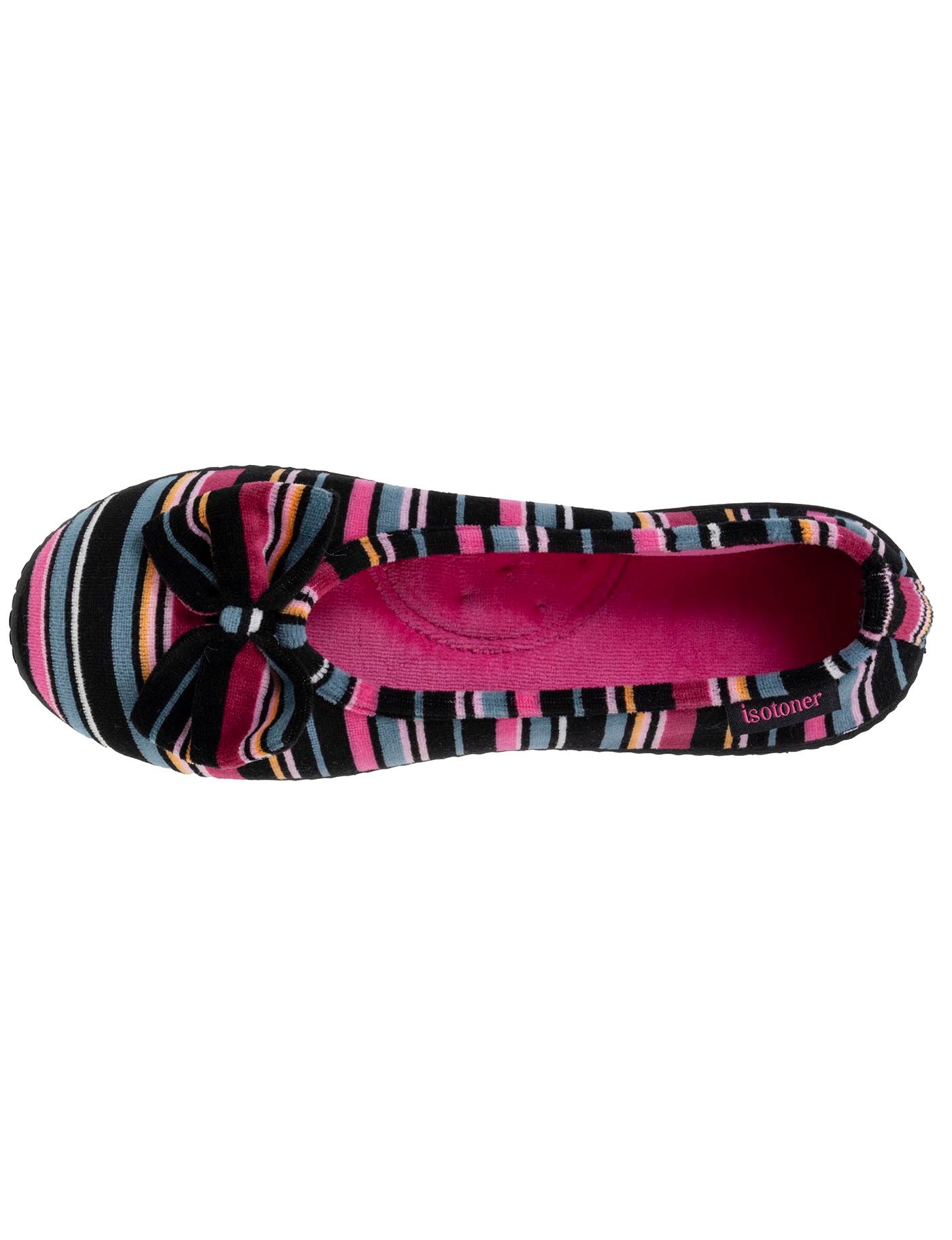 isotoner-chaussons-ballerines-femme-rayures-roses-m-moire-de-forme image 7