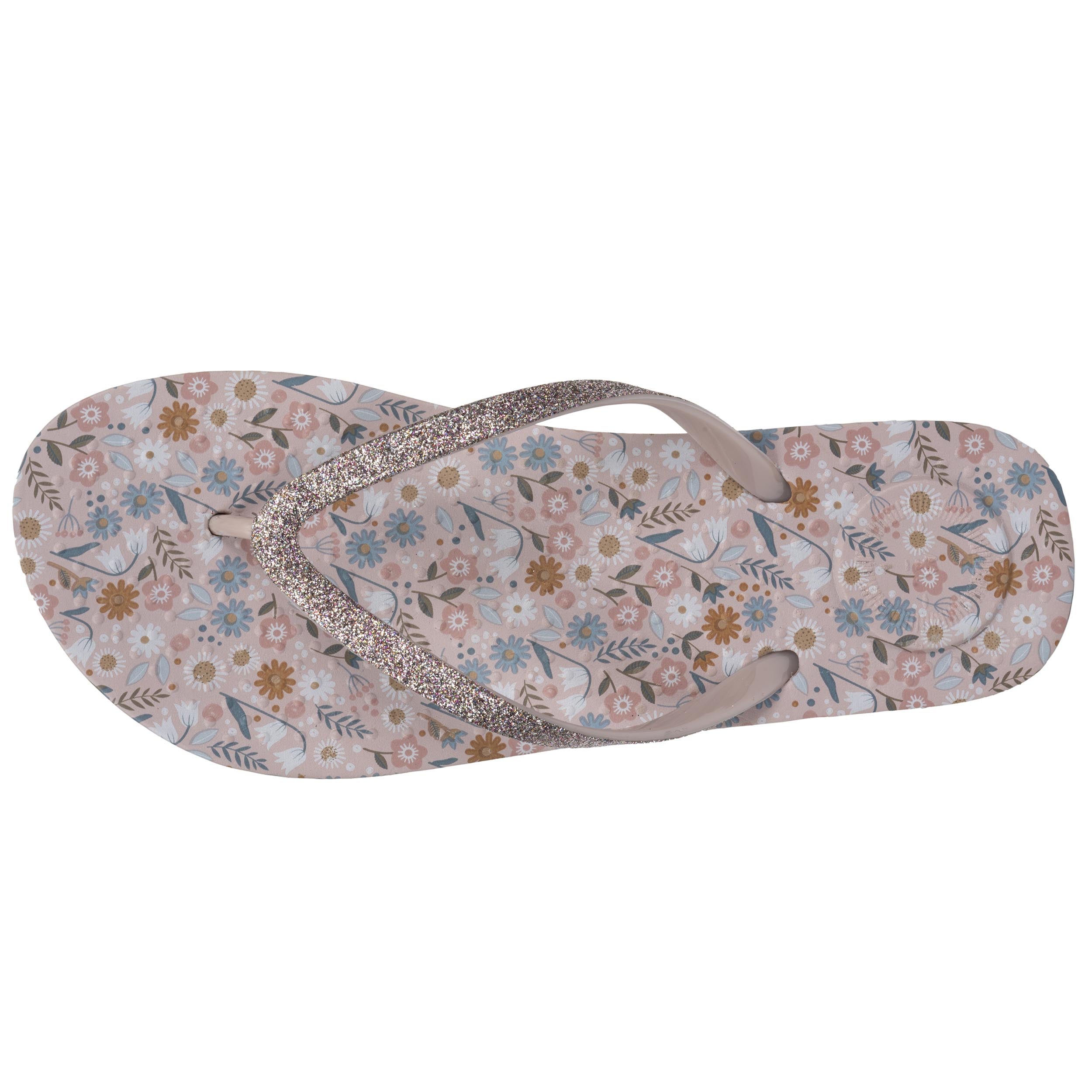 isotoner-tongs-femme-fleurs-taupe-everywear-confort image 2