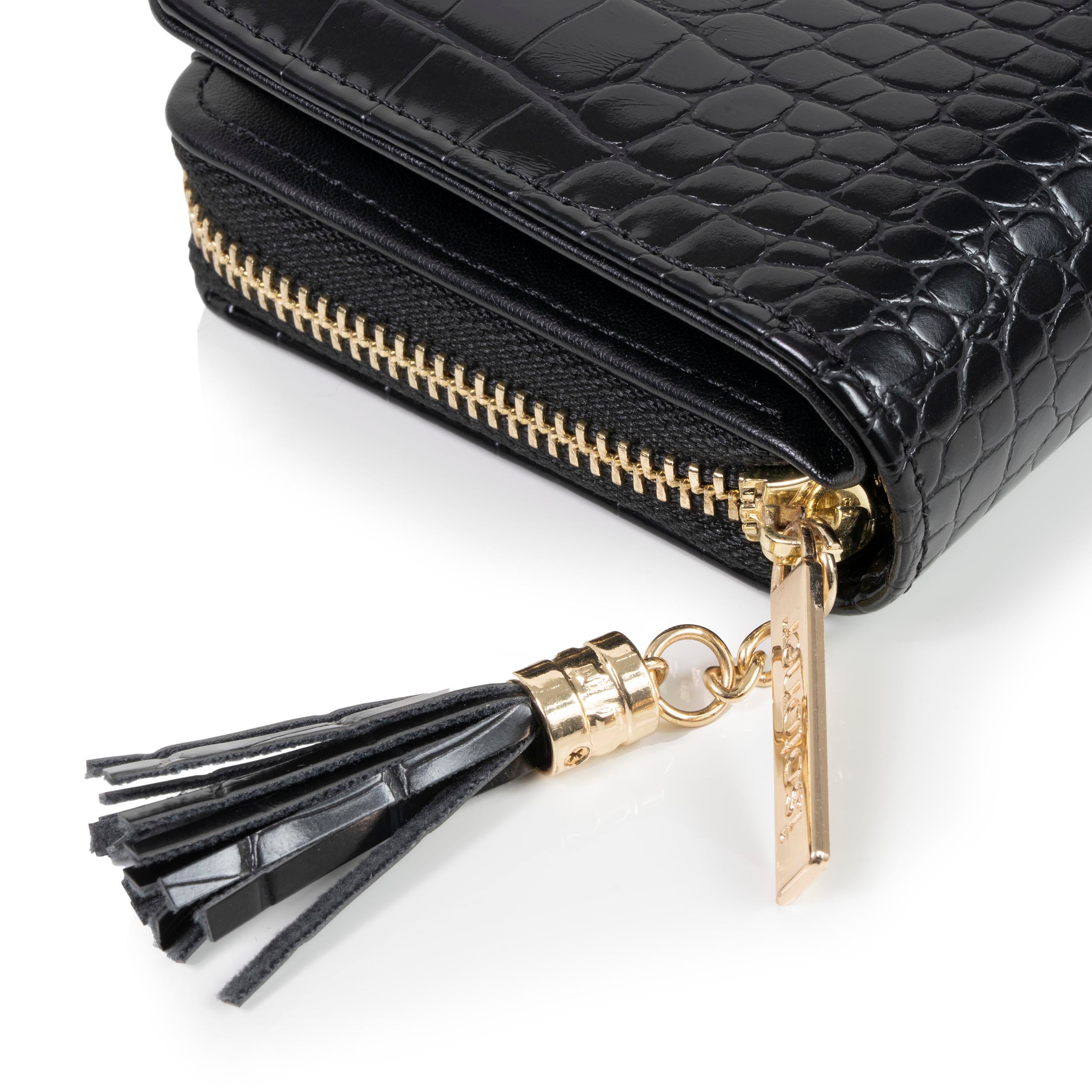 isotoner-porte-monnaie-femme-compact-noir-effet-crocodile-rfid image 3