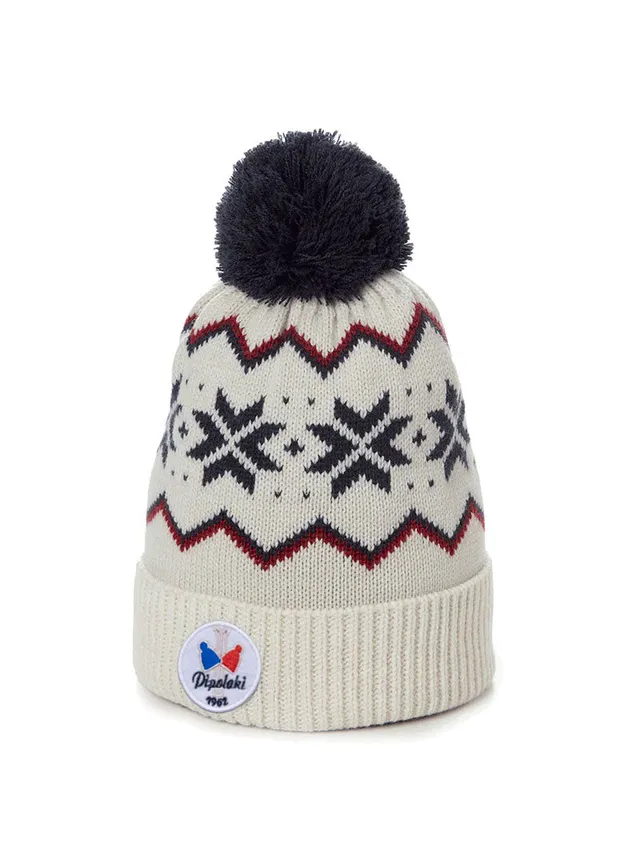 pipolaki-bonnet-odaia-femme-motif-flocon-ski-vintage-doubl-polaire image 1