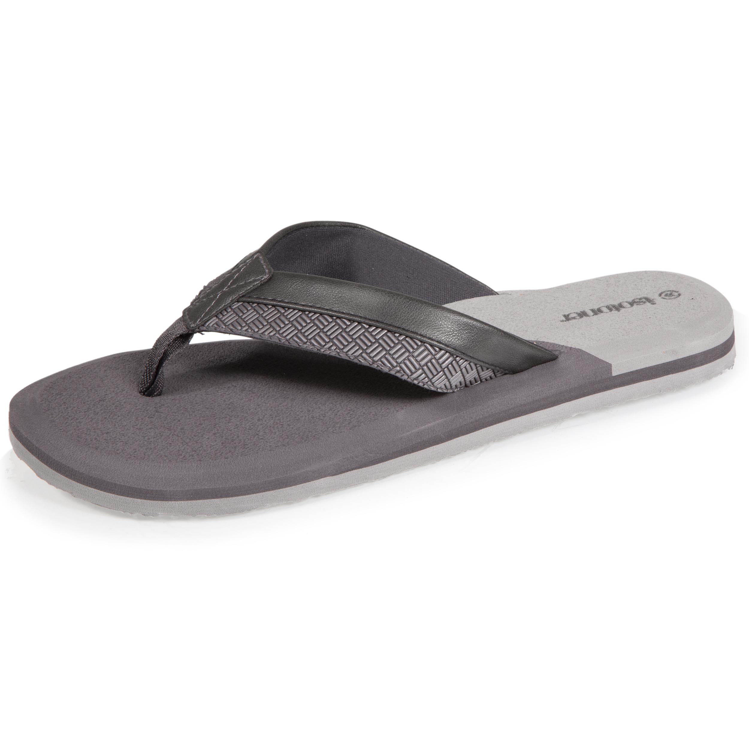 isotoner-tongs-homme-tress-es-bicolores-grises image 1