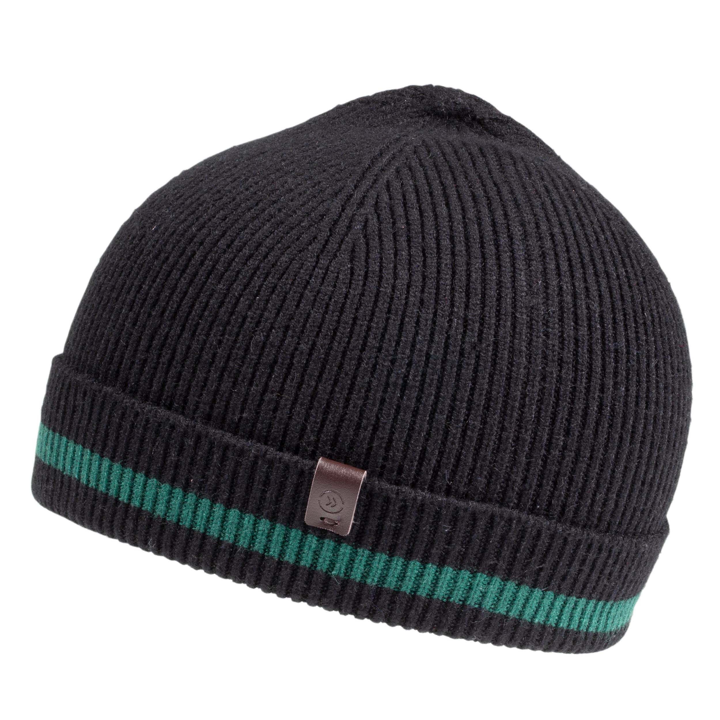 isotoner-bonnet-homme-ultra-doux-noir-liseret-vert-docker-court image 1