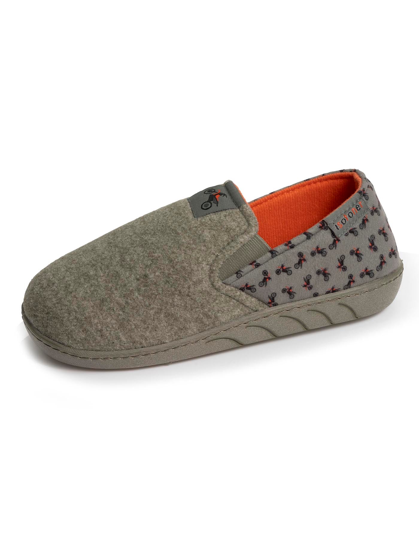 isotoner-chaussons-sans-g-nes-junior-motos-kaki-chin-semelle-gomme image 6