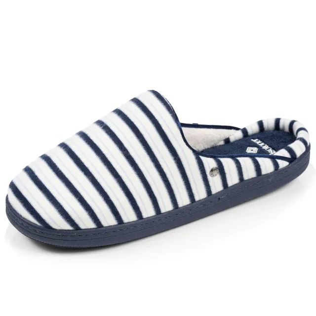 isotoner-chaussons-mules-femme-rayures-bleues-everywear image 1