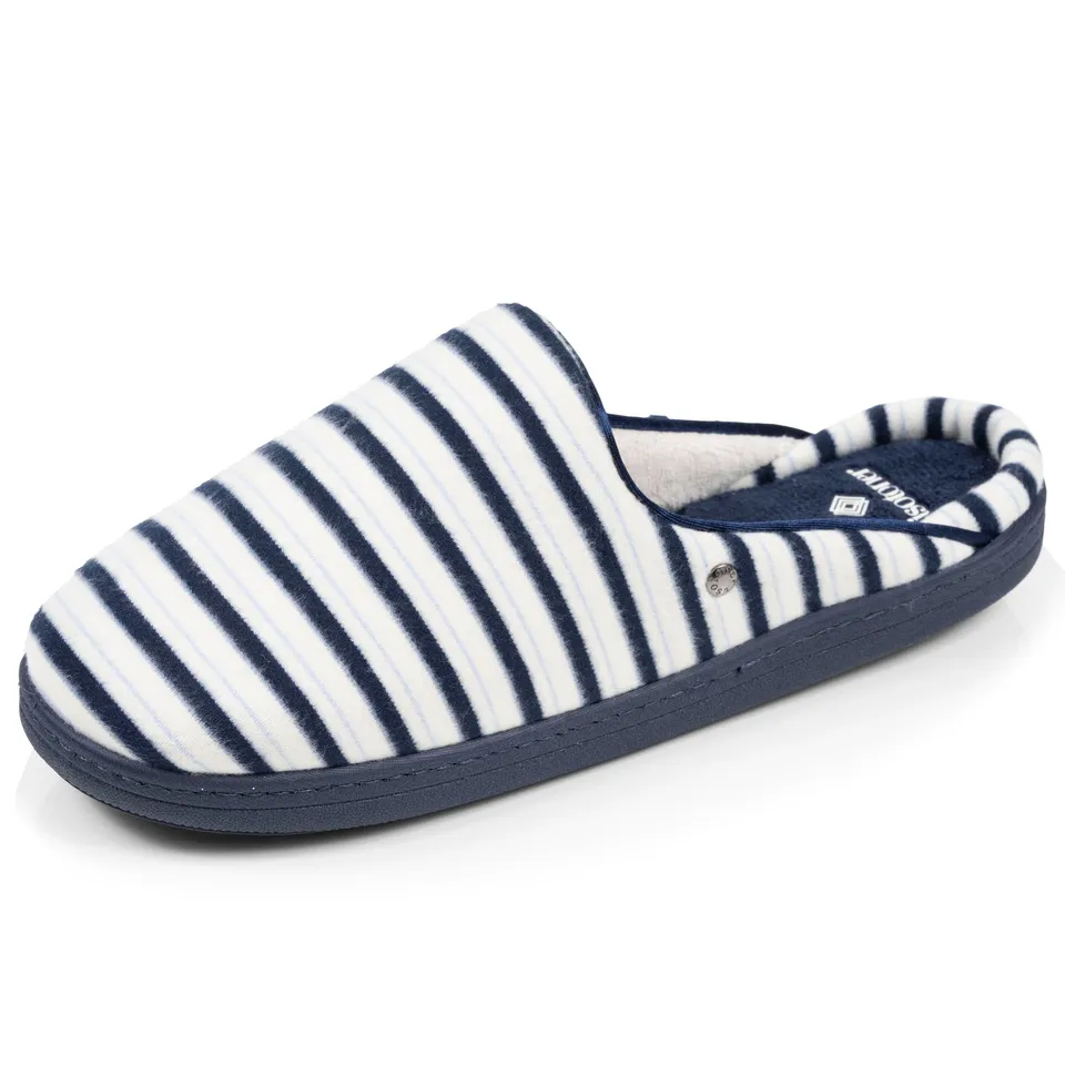 isotoner-chaussons-mules-femme-rayures-bleues-everywear image 1