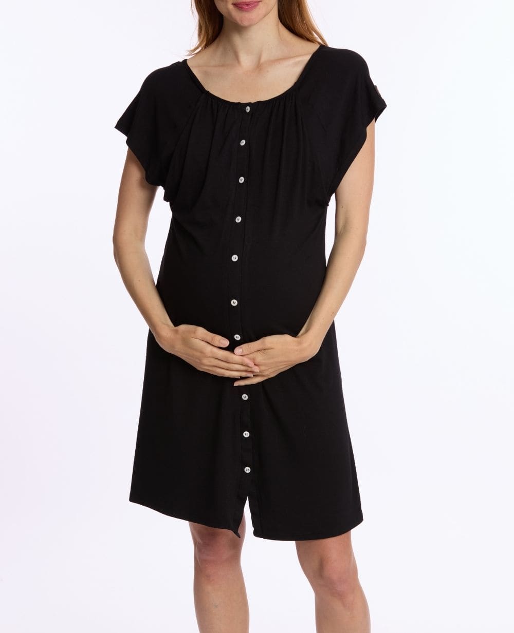 cache-c-ur-chemise-de-nuit-de-maternit-et-d-allaitement-louna-noir image 2