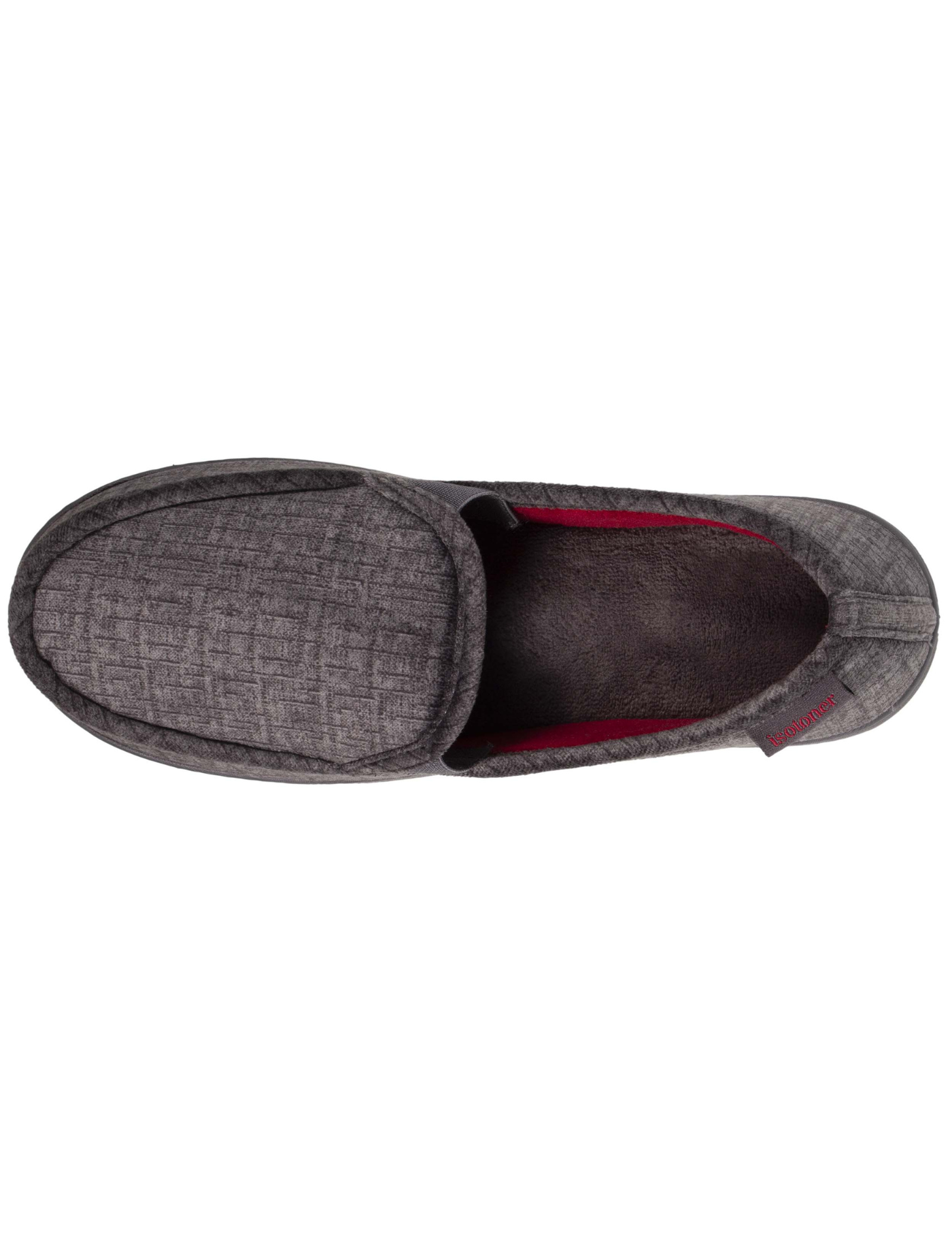 isotoner-chaussons-mocassins-homme-gris-rouge image 7