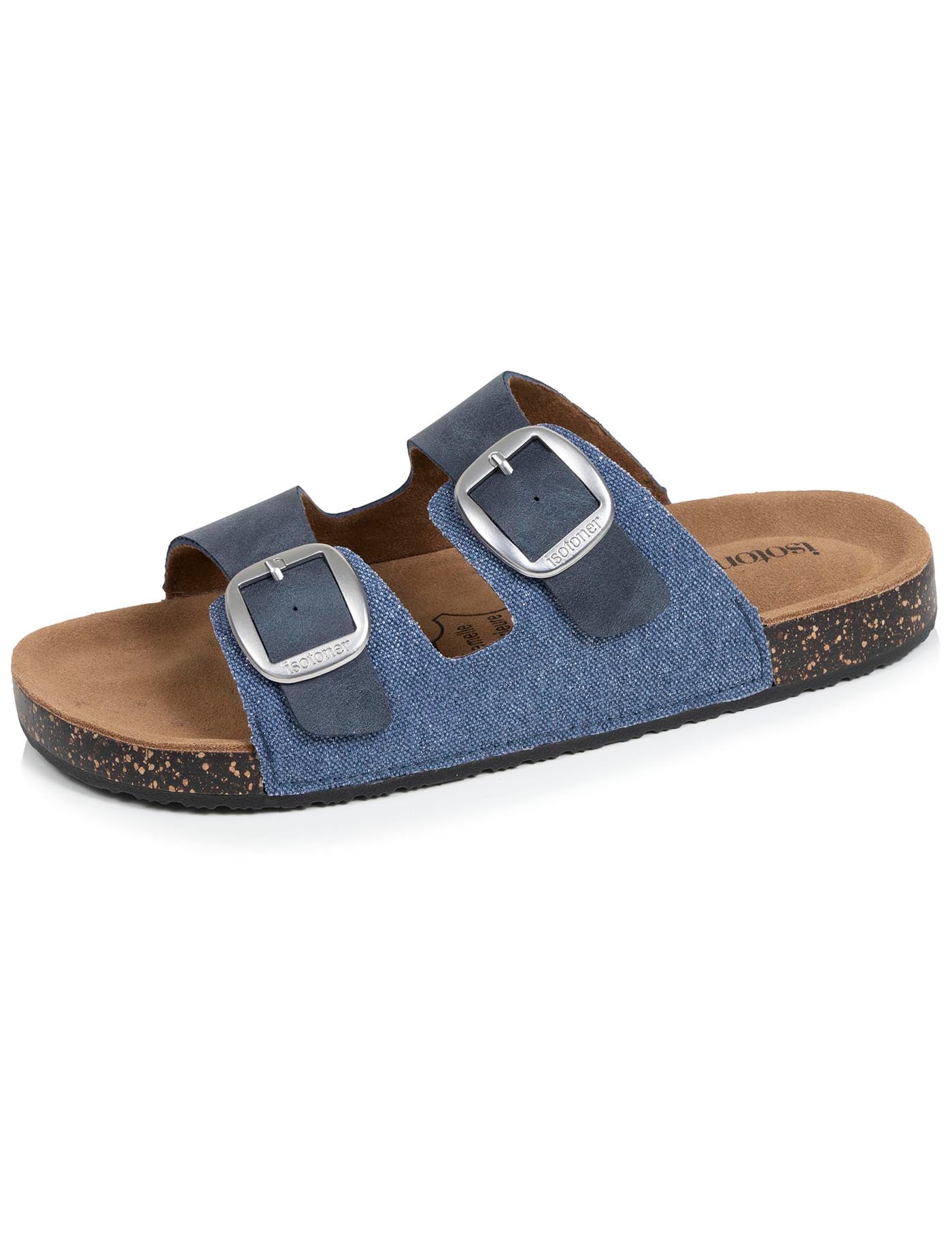 isotoner-mules-sandales-double-bride-bleu-denim-femme image 6