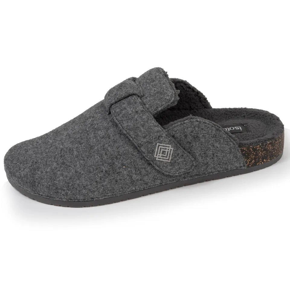 isotoner-chaussons-sabots-homme-gris-chin-bride-scratch image 1