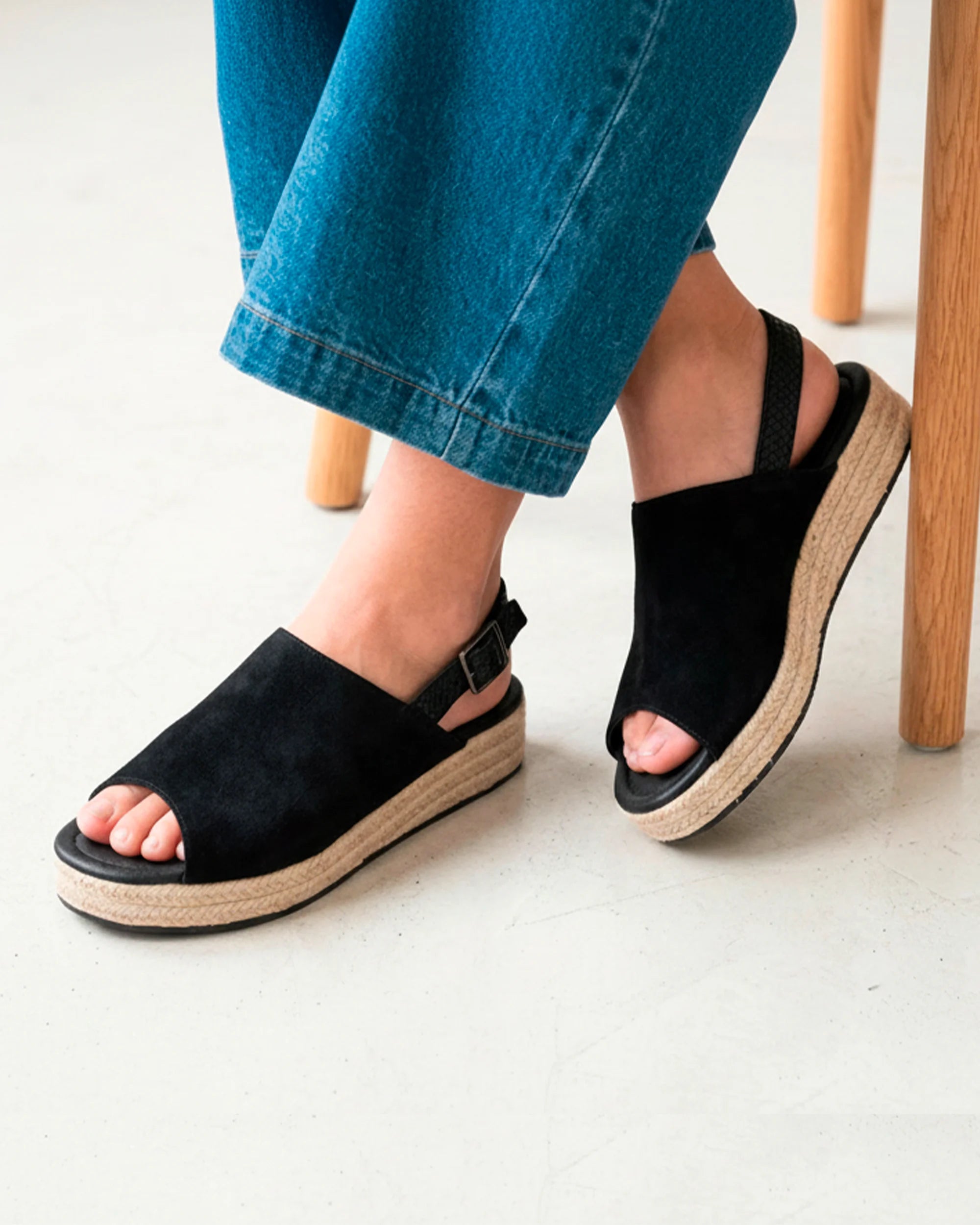 isotoner-sandales-femme-plateforme-corde-noir-talon-4-cm image 2