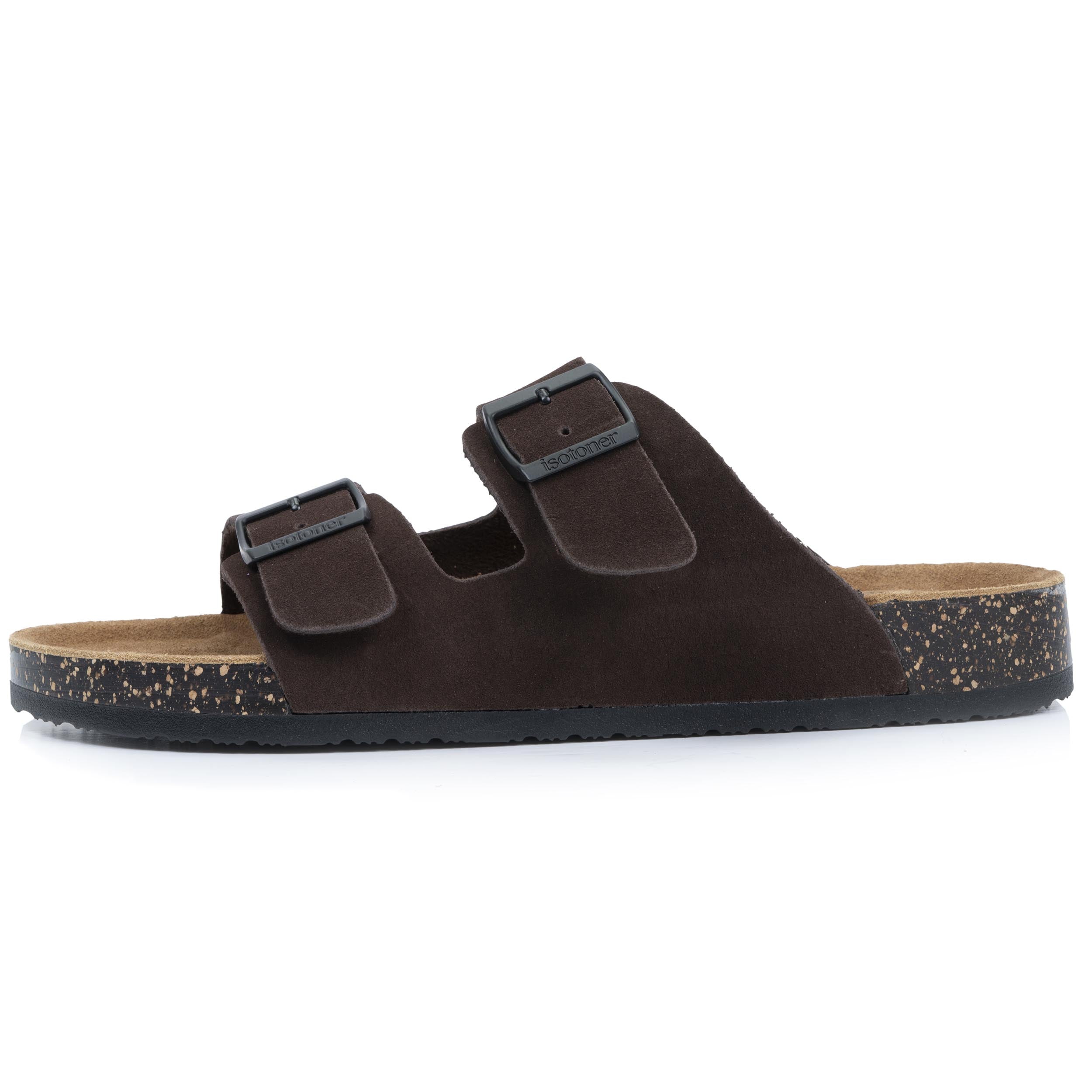 isotoner-mules-sandales-homme-double-bride-cuir-marron image 4