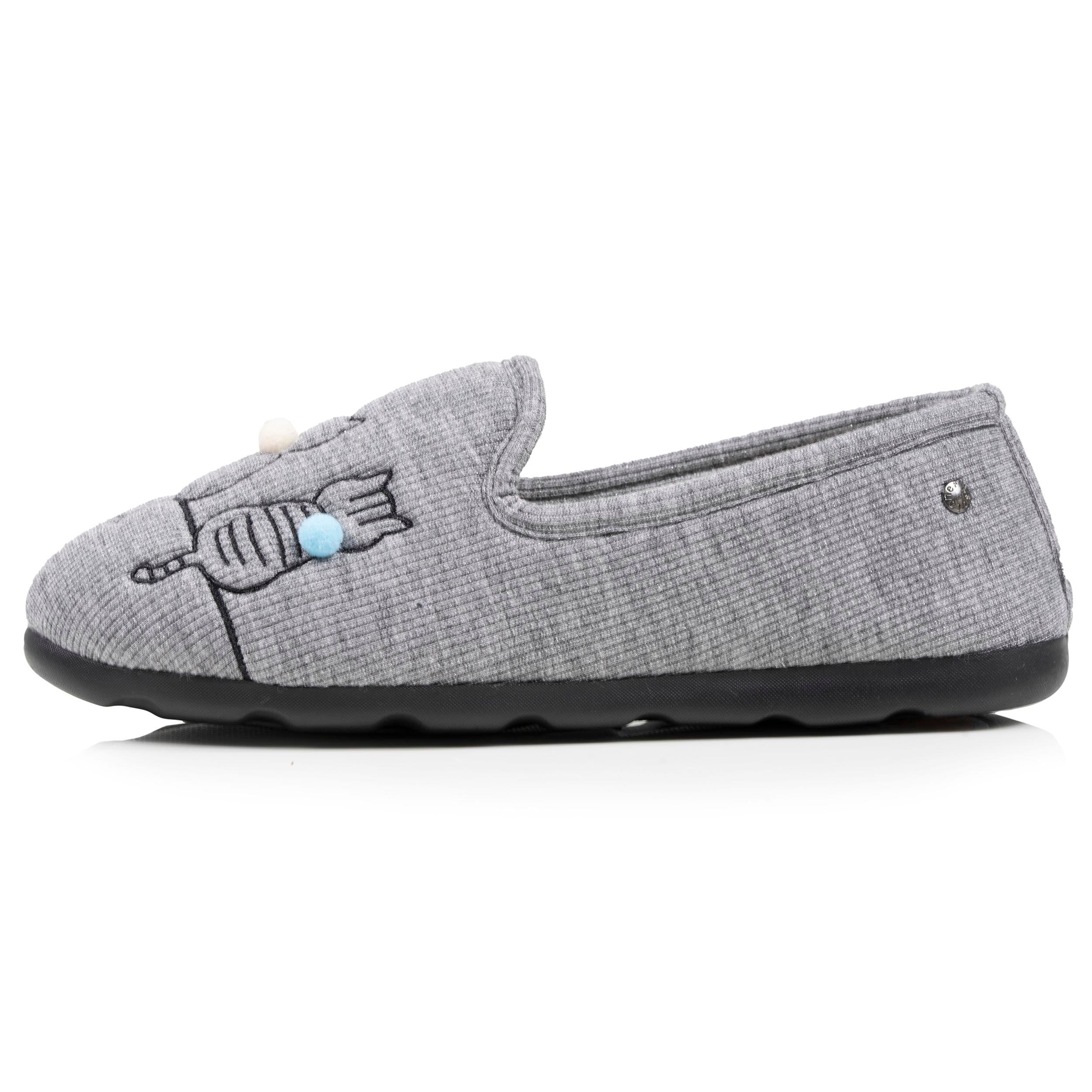 isotoner-chaussons-charentaises-femme-chat-gris-iris image 4