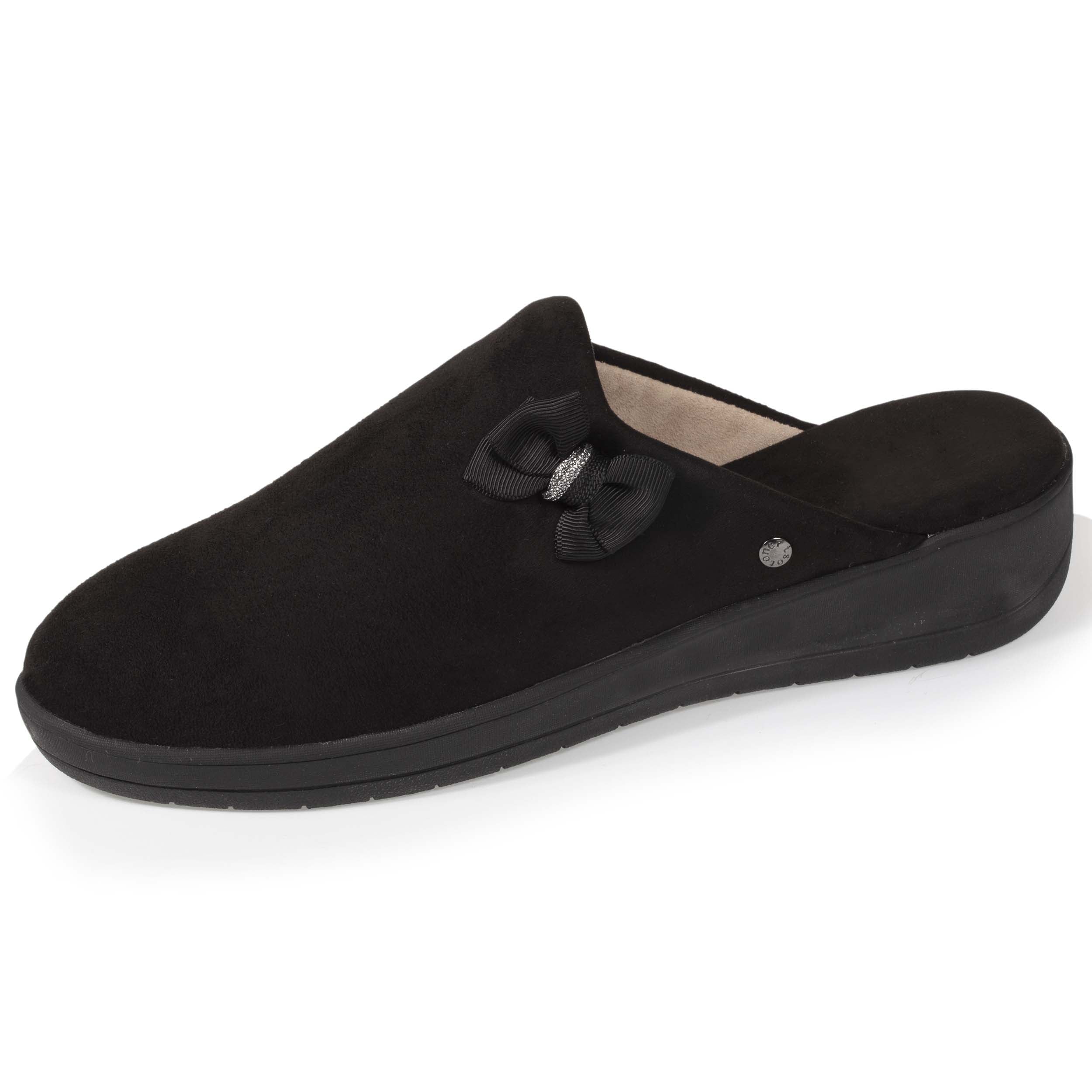 isotoner-chaussons-mules-femme-talon-4-5-cm-n-ud-noir image 1