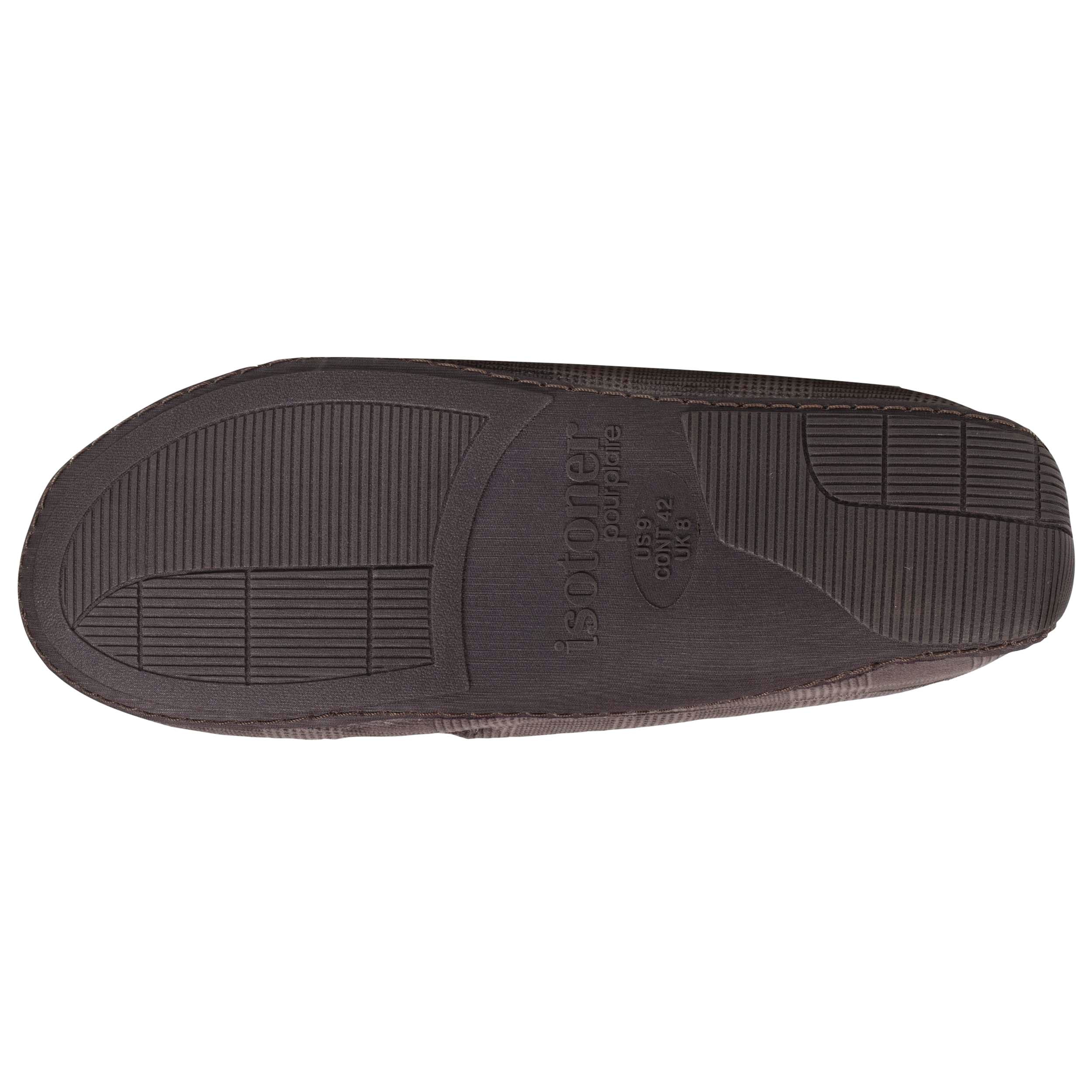 isotoner-chaussons-mocassins-homme-gris-carreaux-velours image 5