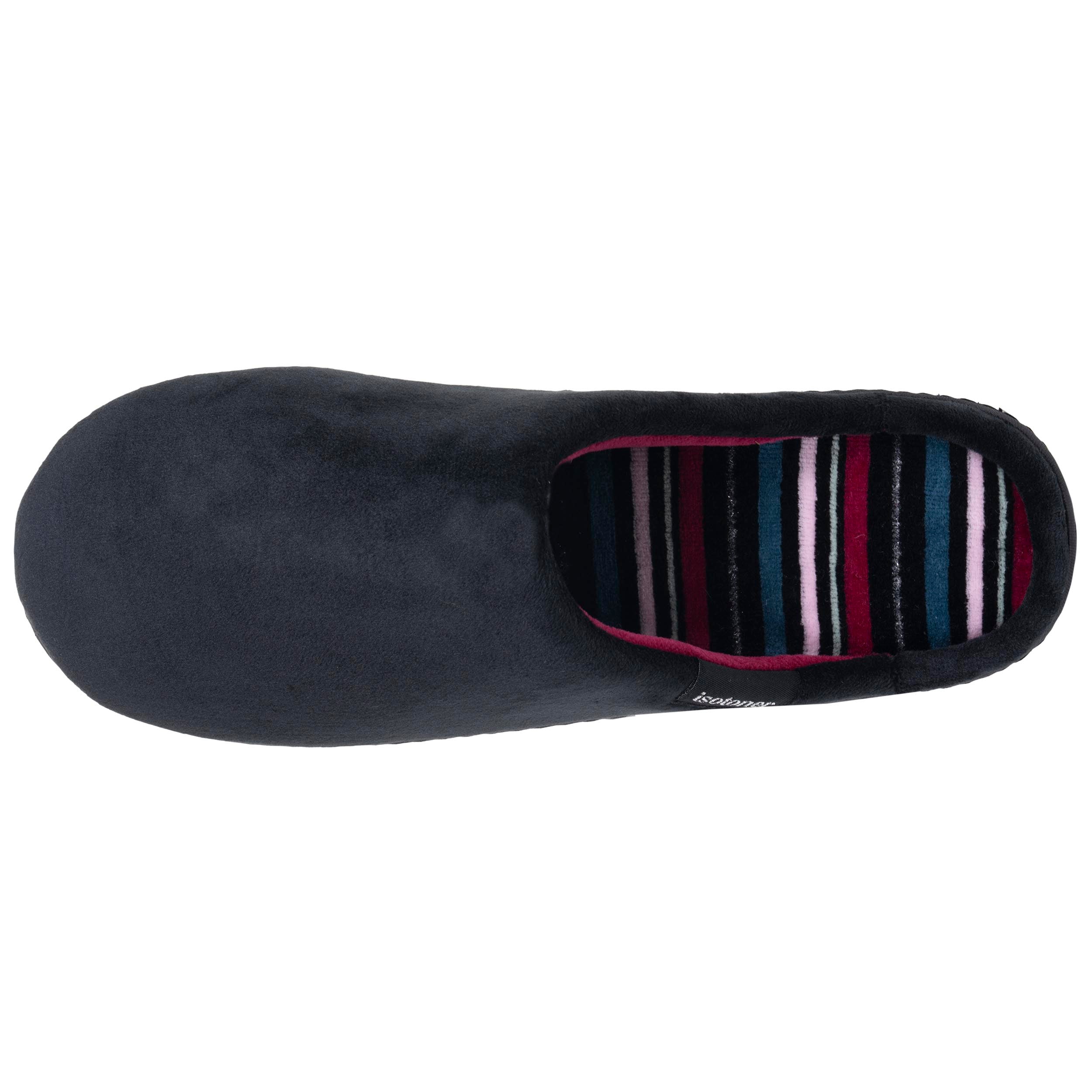 isotoner-chaussons-mules-femme-noir-rayures-canard image 3