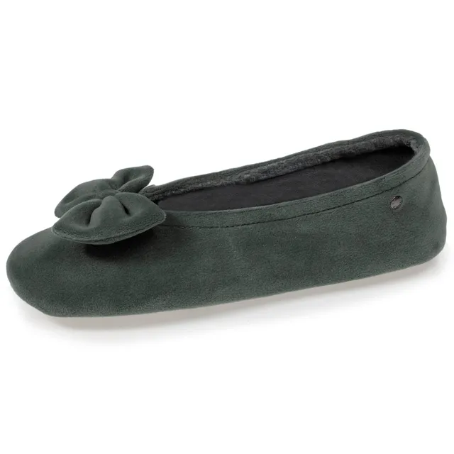 isotoner-ballerines-femme-sauge-velours-coton-bio image 1