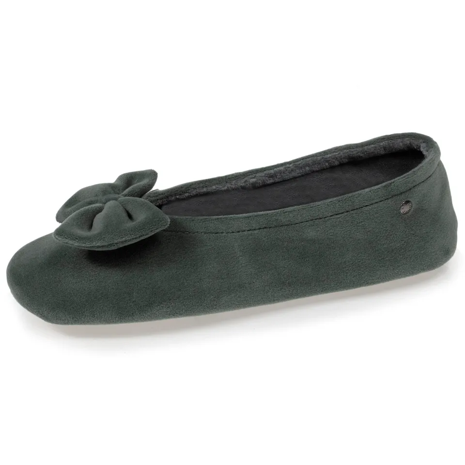 isotoner-ballerines-femme-sauge-velours-coton-bio image 1