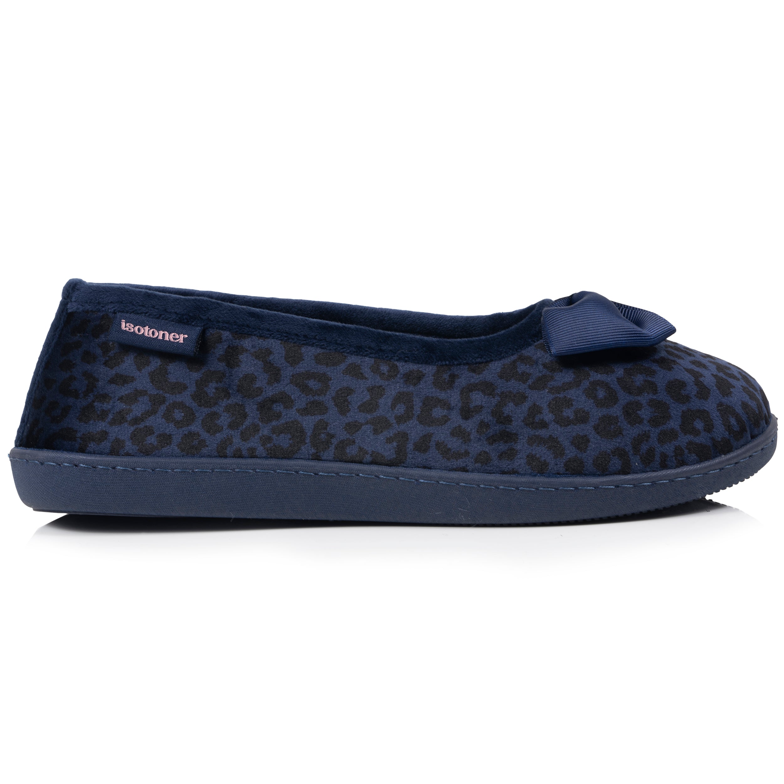 isotoner-chaussons-ballerines-femme-l-opard-marine-microvelours image 8