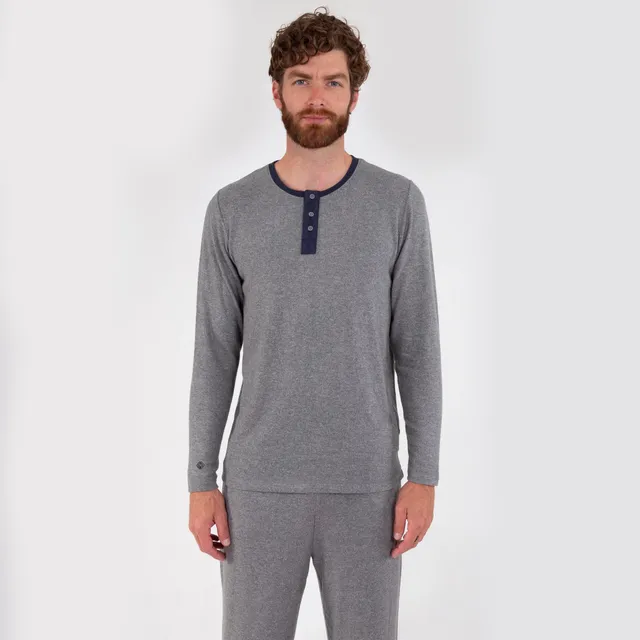 isotoner-t-shirt-manches-longues-homme-gris-chin-ecovero image 1