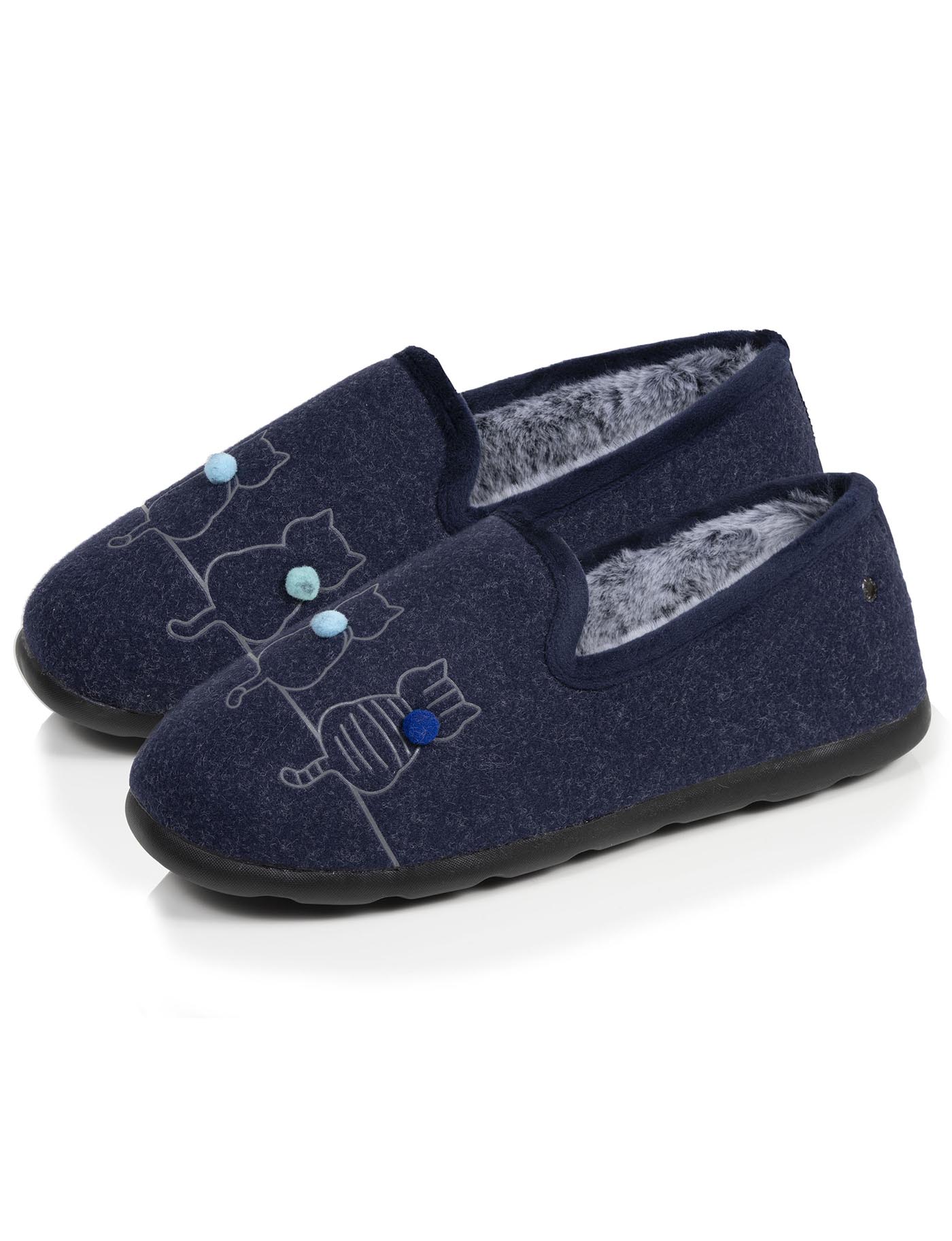 isotoner-chaussons-slippers-femme-bleu-charentaises image 6