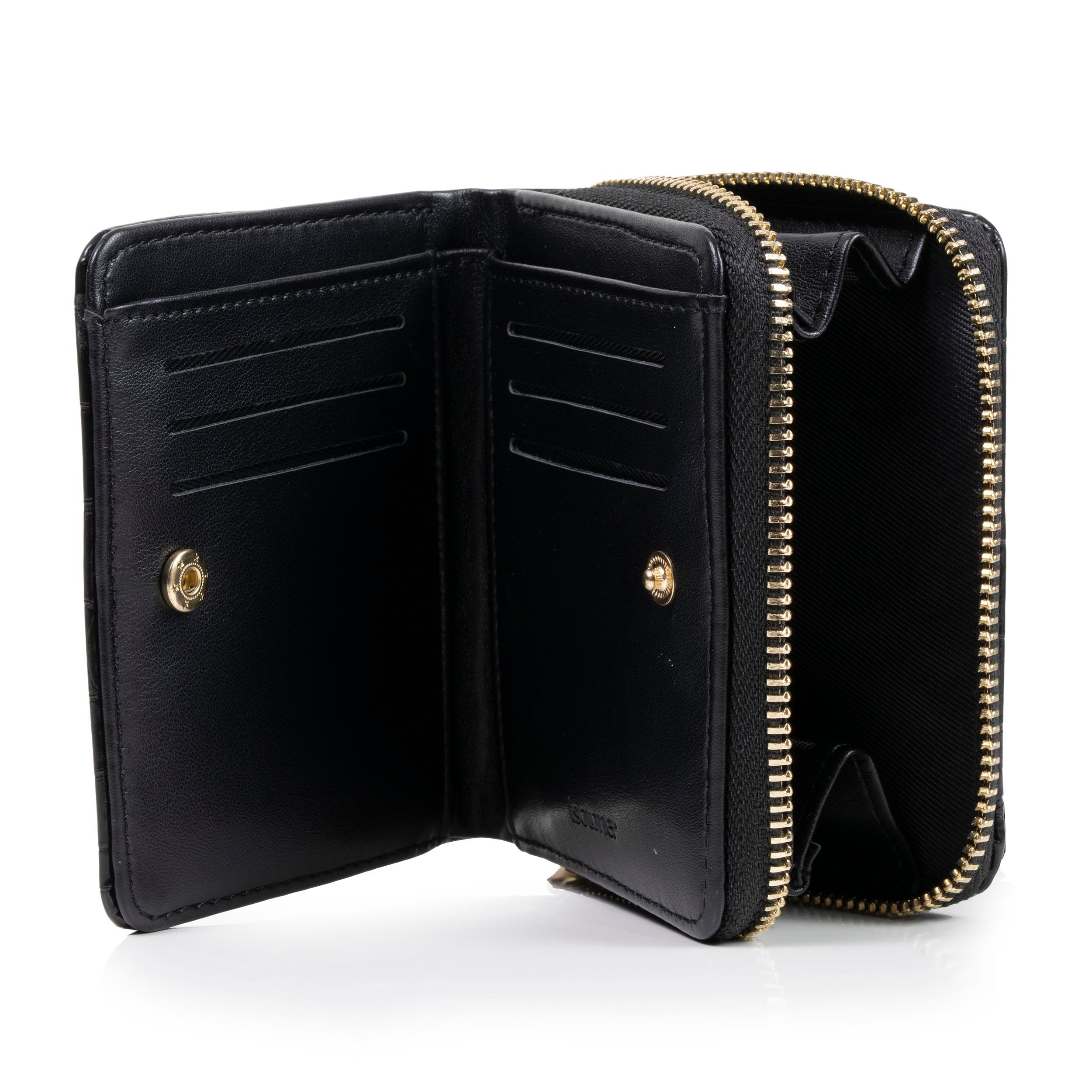 isotoner-porte-monnaie-femme-compact-noir-effet-crocodile-rfid image 2