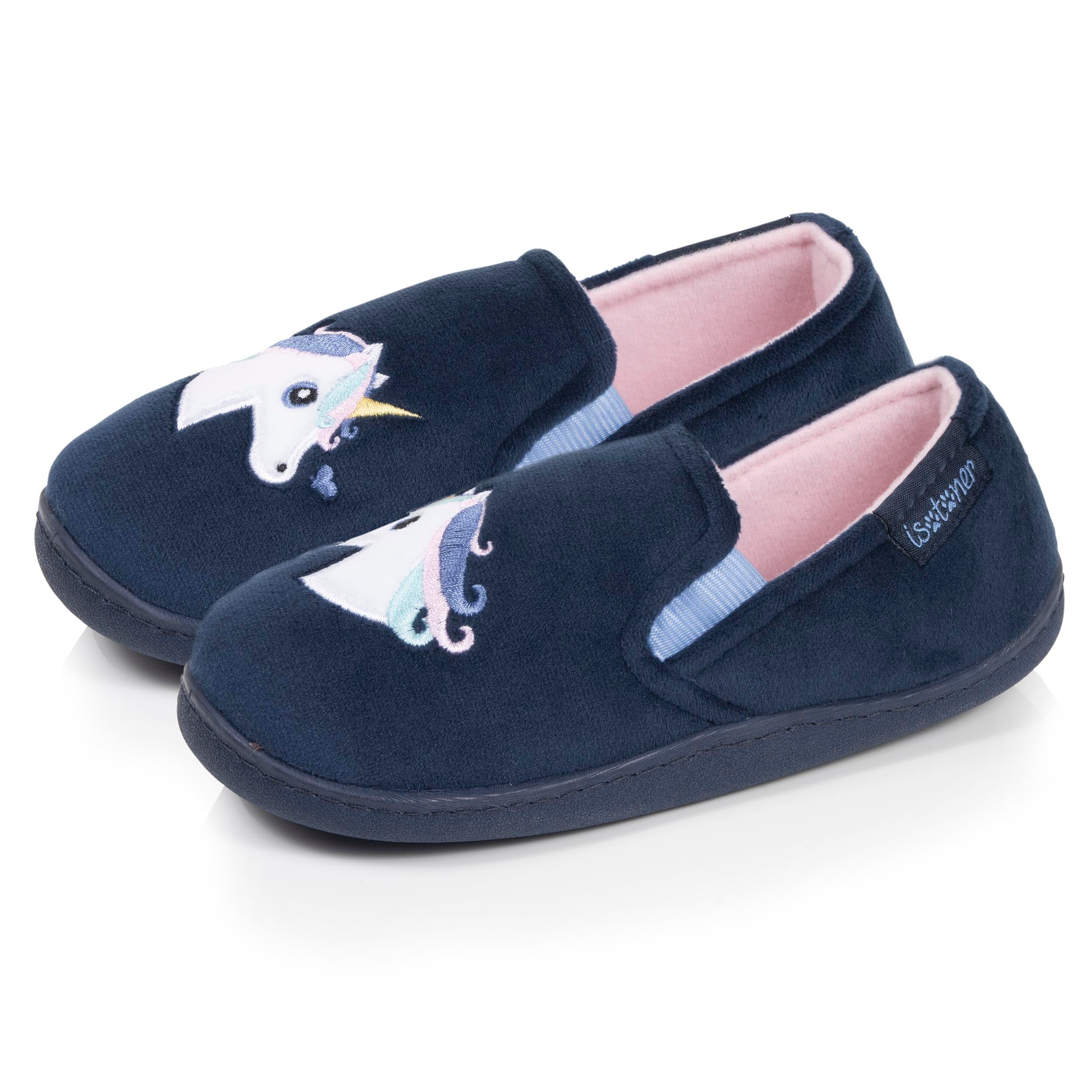 isotoner-chaussons-mocassins-enfant-marine-fille-microvelours image 1