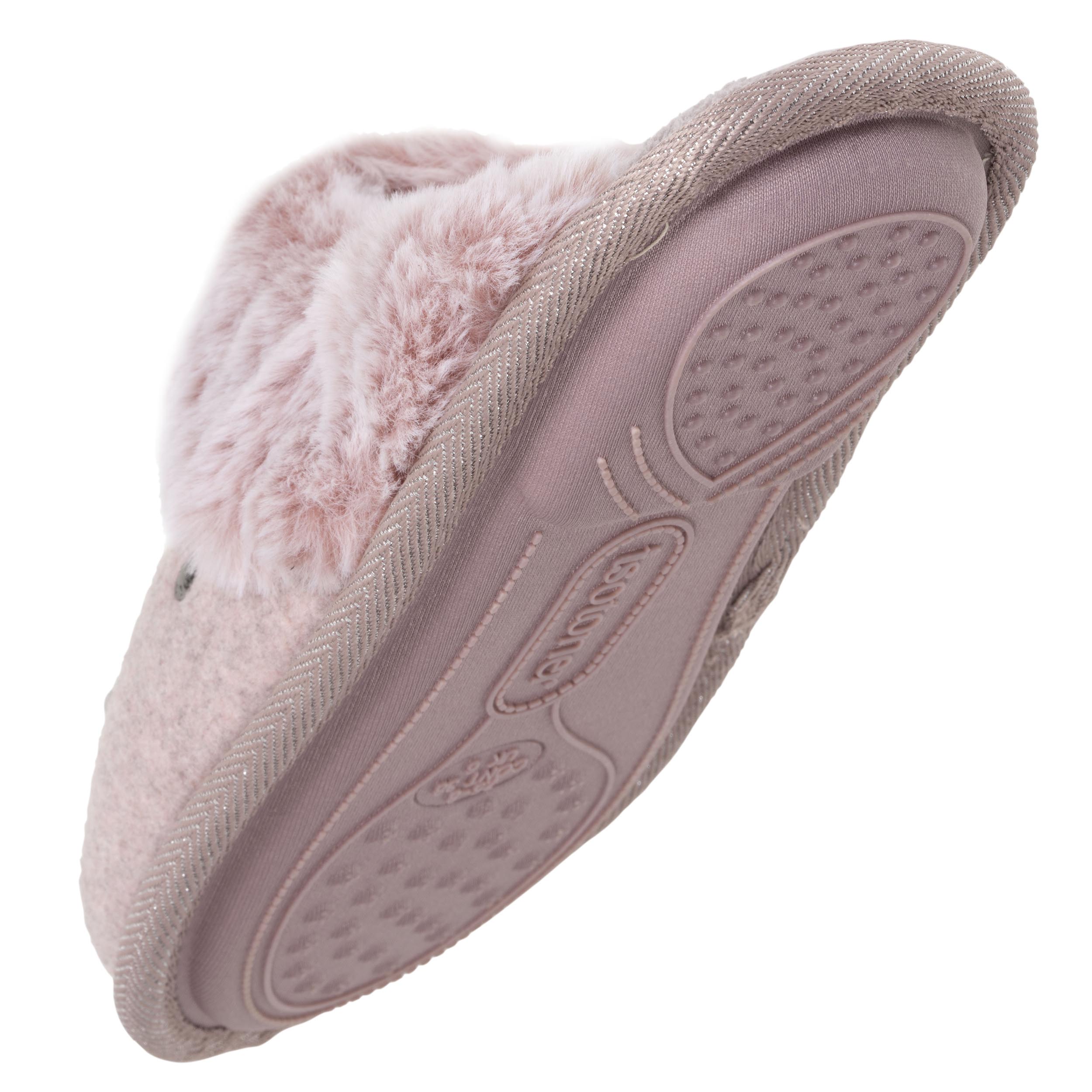 isotoner-chaussons-mules-femme-plates-rose-chin-feutrine-confort image 5