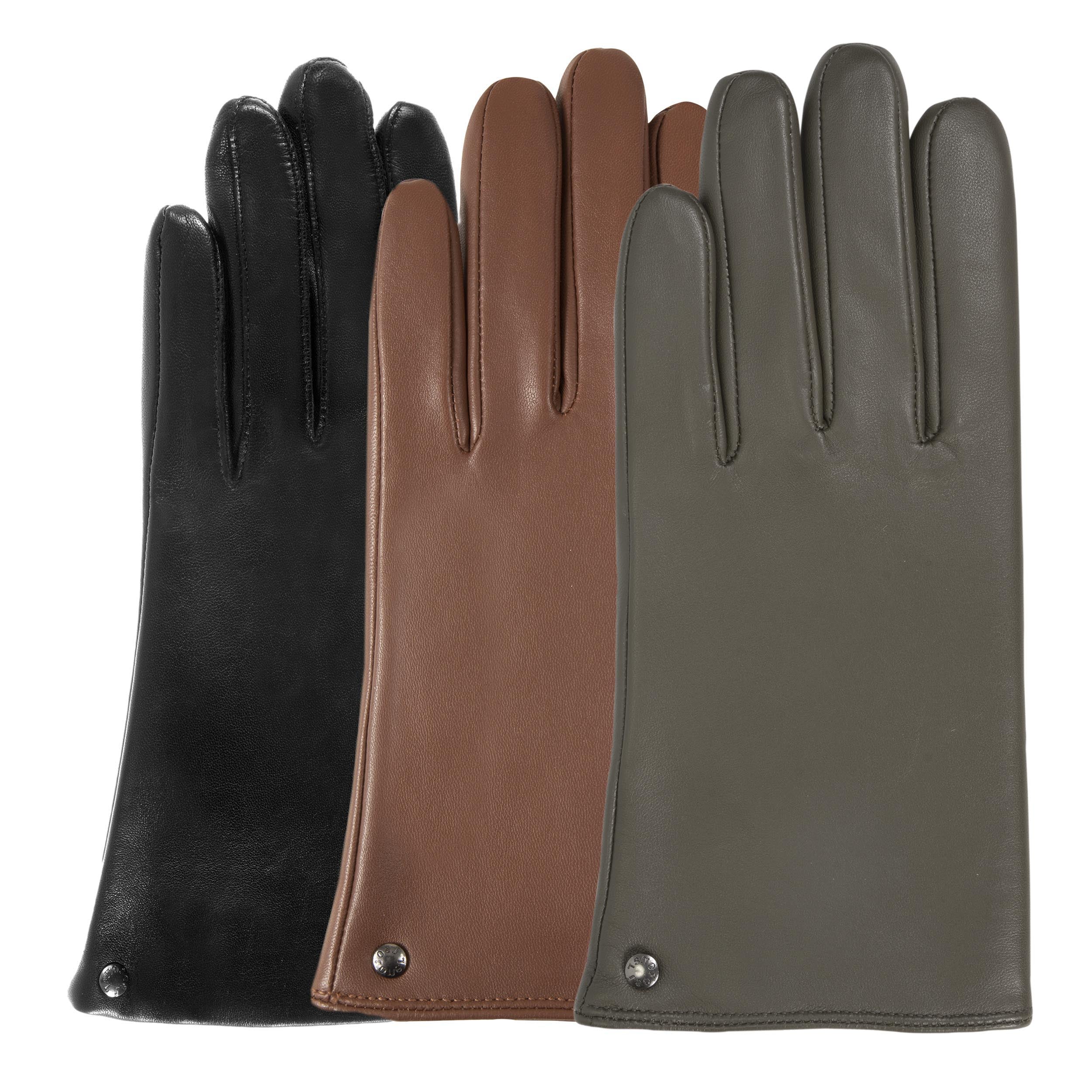 isotoner-gants-femme-tactiles-cuir-chaud-kaki image 2