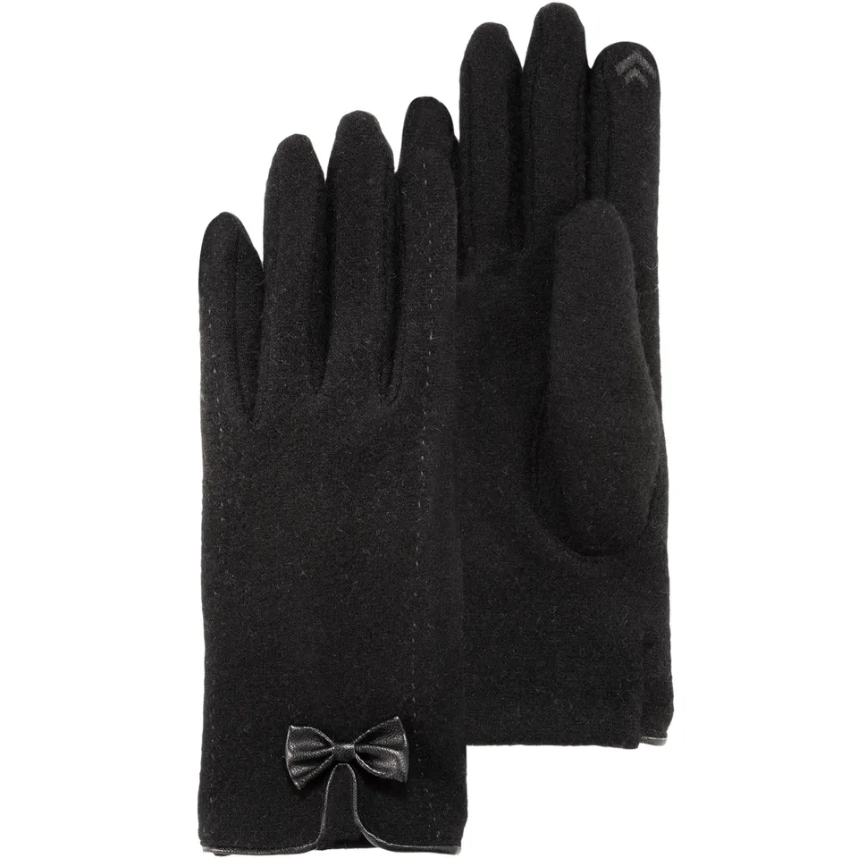 isotoner-gants-femme-tactiles-n-ud-noir-smartouch image 1