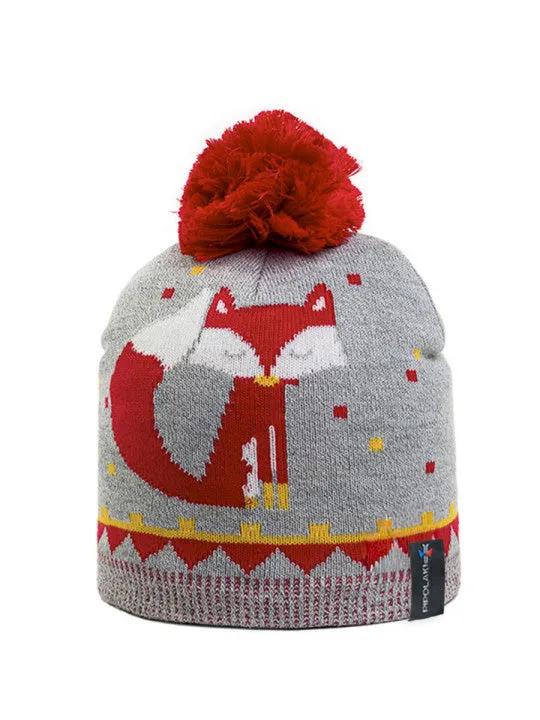 pipolaki-bonnet-cirta-enfant-motifs-renard-et-ours-doublure-polaire image 1